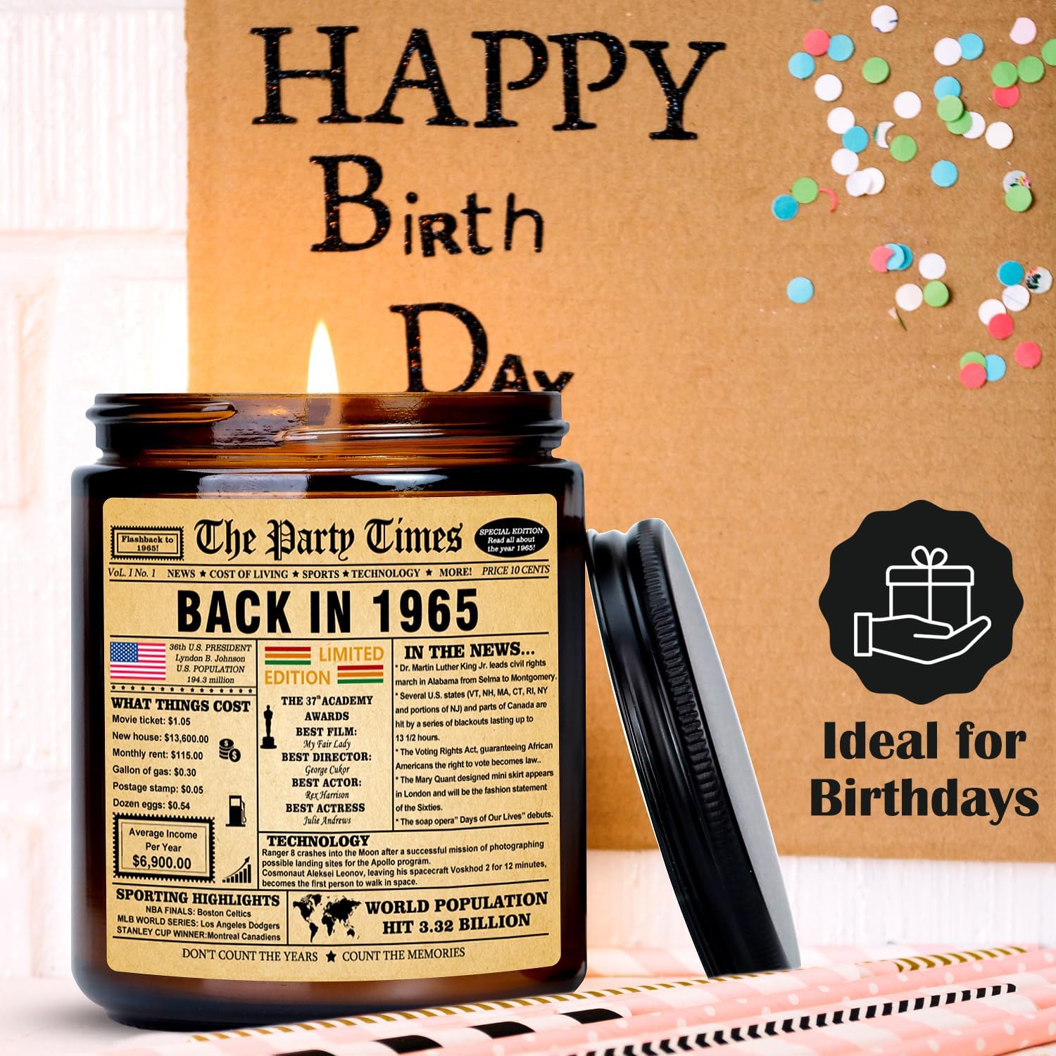 60th Birthday Gifts for Women/Men — Funny Happy 60th Birthday Decorations for Women/Men — 60-Year Old Candle Gifts for Him Her Mom Dad Wife Husband Friends Sister — Unique 60th Birthday Gift Ideas