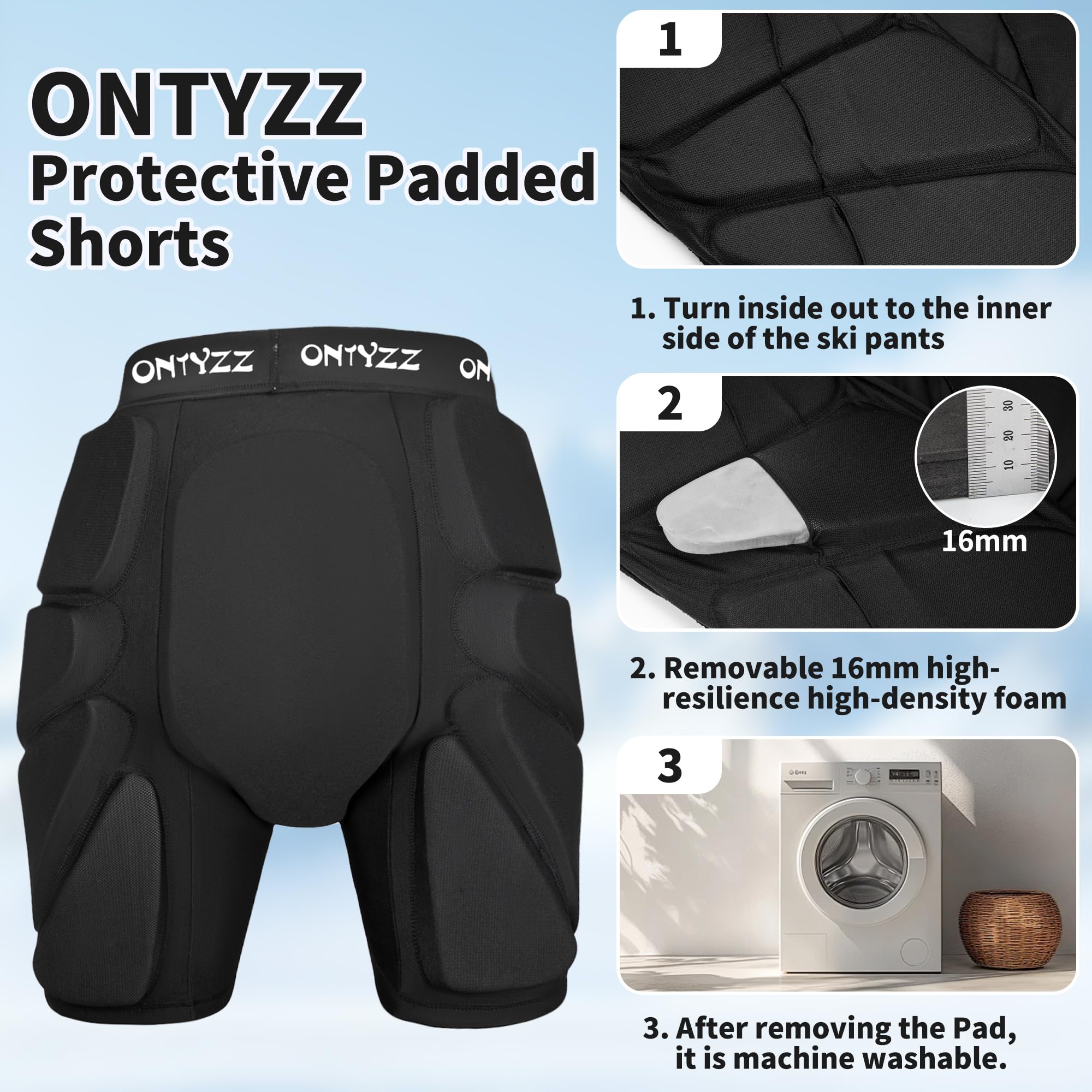 Pantalones Protectores 3D Patinadores para Cadera Glúteos y Coxis Pantalones Cortos Protectores Acolchados para Patinaje Esquí Snowboard Protecciones