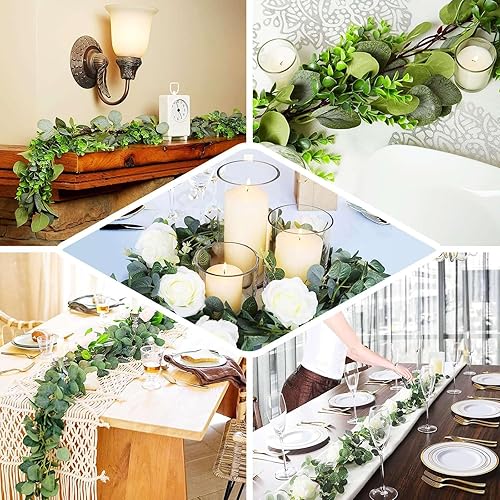 Vista 102 de Efavormart - Guirnalda artificial de hojas de tetragona, peperomia errante, 6.5 pies, color verde