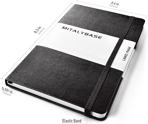 Miniatura 2 de Cuaderno de tapa dura clásico de puntos Mitalybase grande de 54 x 83 pulgadas papel grueso 192 páginas diario negro punteado