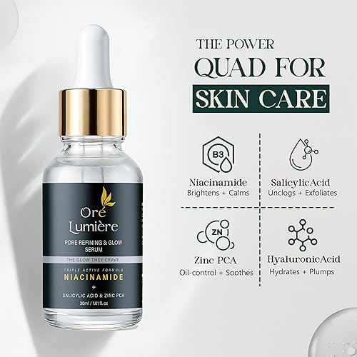 Miniatura 2 de Oré Lumière Suero facial refinador de poros niacinamida, ácido salicílico, zinc PCA y ácido hialurónico Limpia y aprieta los poros, controla la