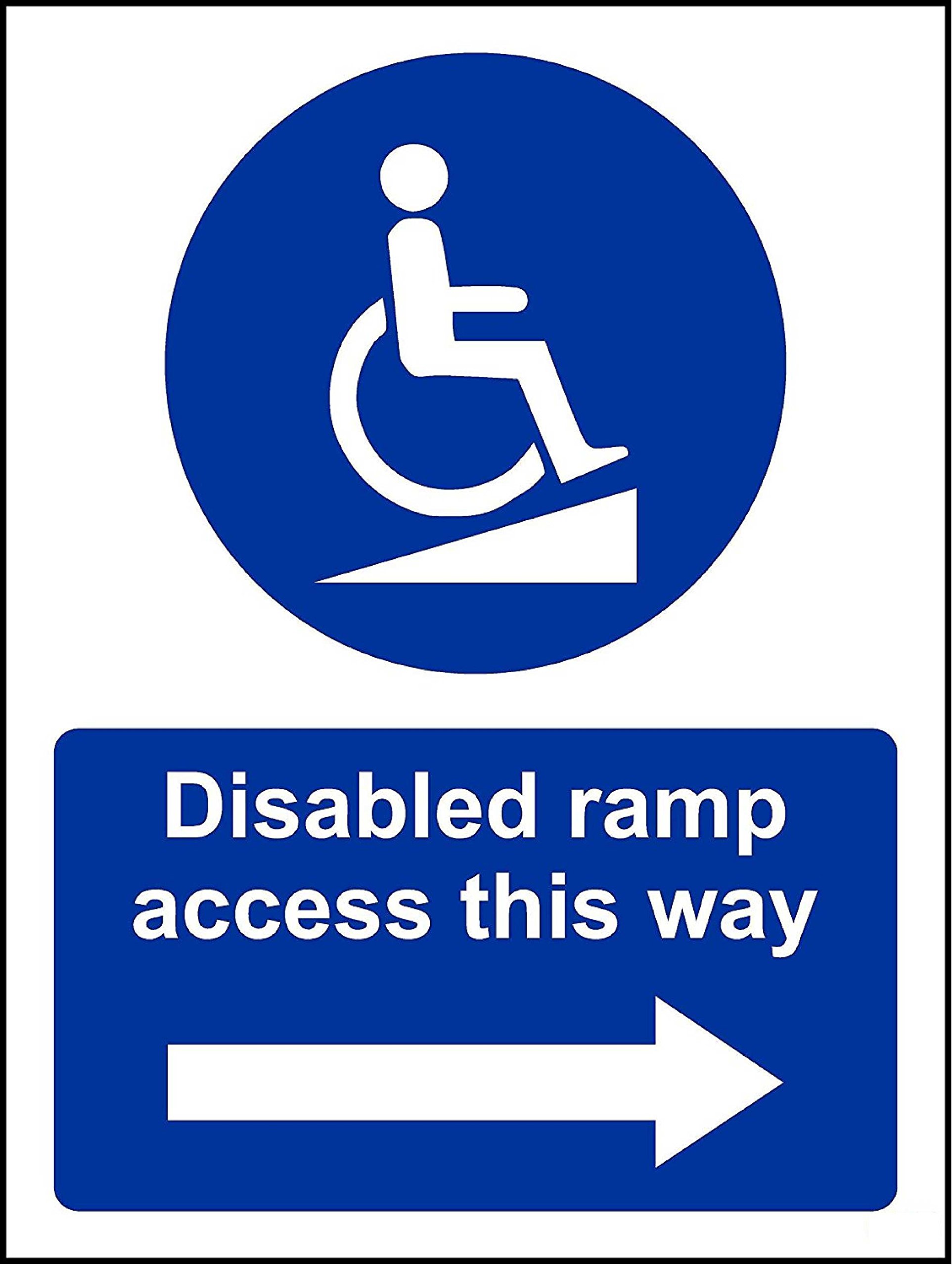 Kpcm Display Ltd Disabled Ramp Access This Way Right Safety Sign - 3Mm Aluminium Sign 300Mm X 200Mm