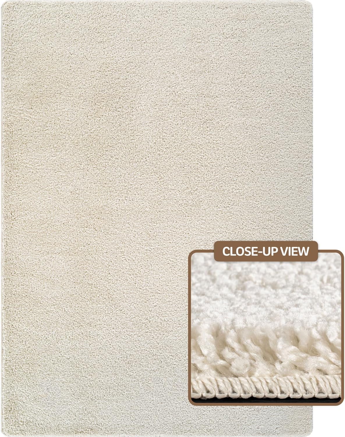 Area Rug 8x10 Bone Washable Indoor Rug Solid Non Slip Easy to Clean Non Shedding Indoor for Living Room Bedroom Kitchen Dining Room or Hallway (8 X 10 Bone)