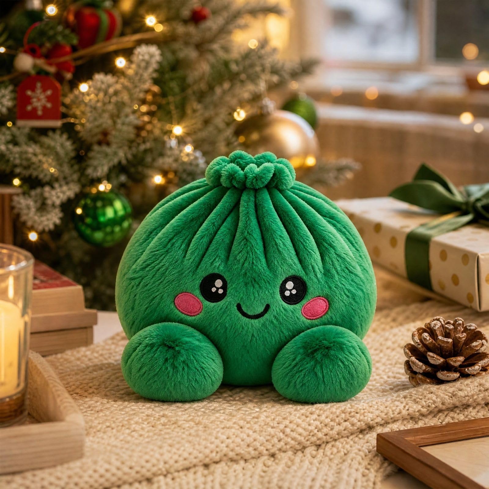 Filling Soft Dumpling Pillow,Cute Plush Stuffed Steamed Bun Pillow (1-Green, 15cm)