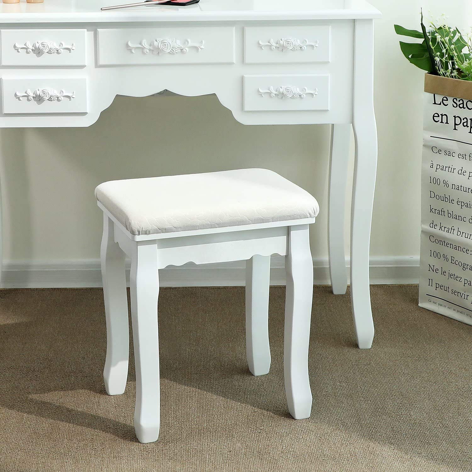 SONGMICS Schminkhocker Polsterhocker Sitzhocker Hol Produktbild-Vorschau 6
