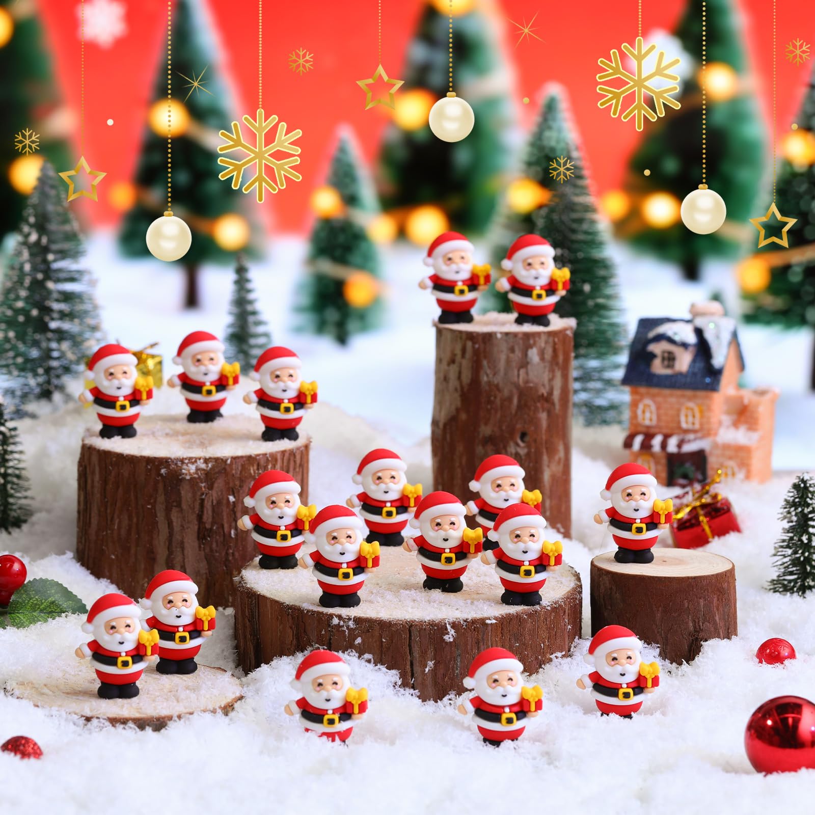 Chunful 150 Stück Weihnachten Mini Weihnachtsmann Figuren Gummi Statuen