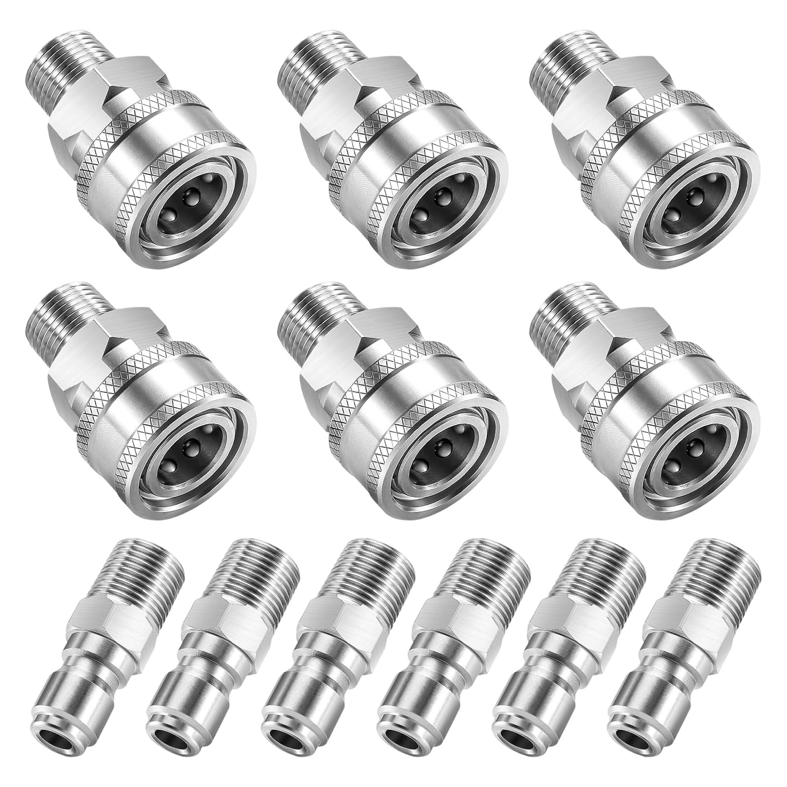 Zbiianxer Outer Wire Set 12Pcs Quick Connecting Couplings Rustproof 3 / 8Inch Thread Power Washer Adapter Fittings For Outdoor Cleaning Quick Coupling