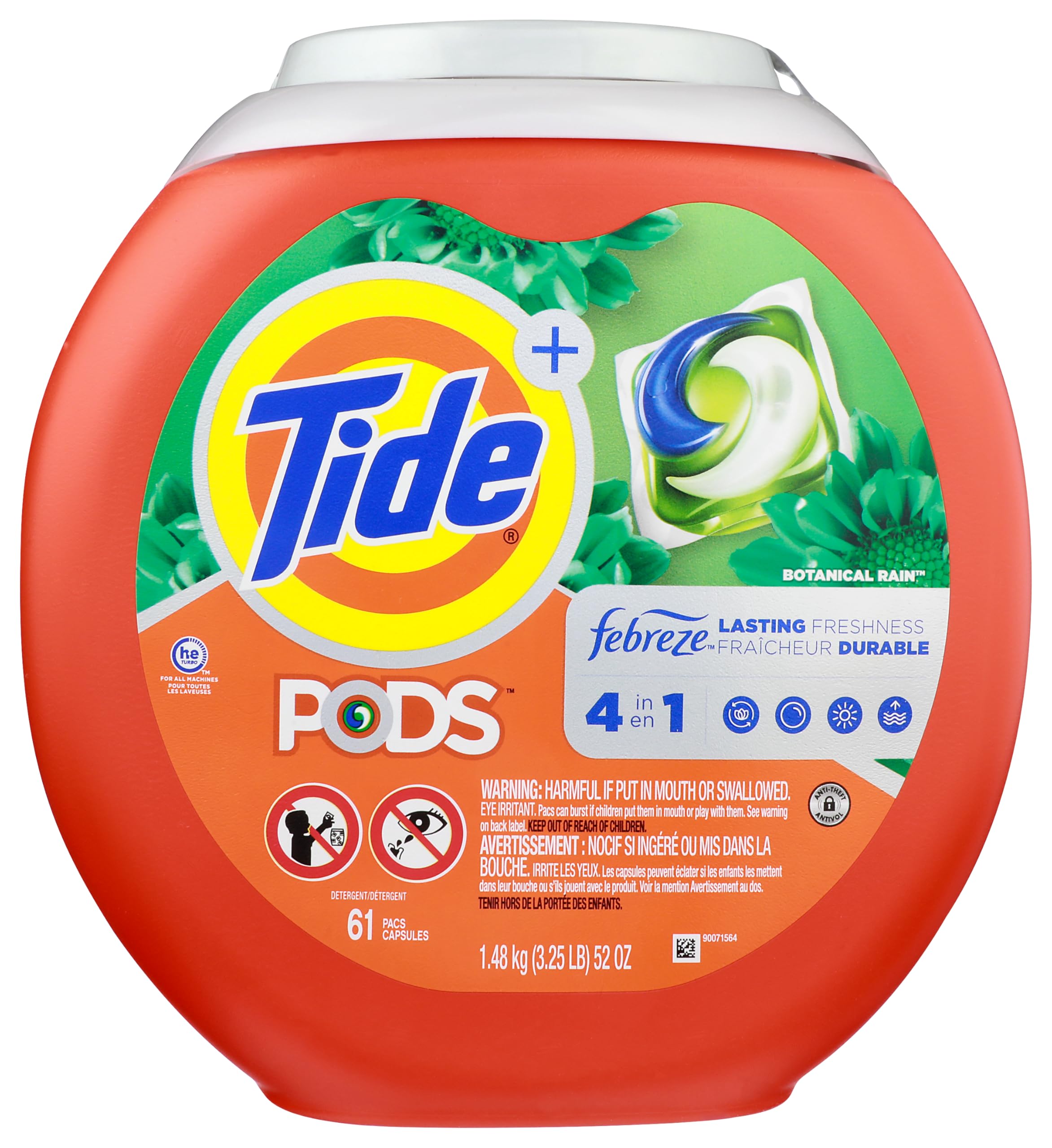 Tide PODS Laundry Detergent Soap Pods, Botanical Rain Scent, 4 in 1 HE Turbo, 61 Count (Packaging May Vary)