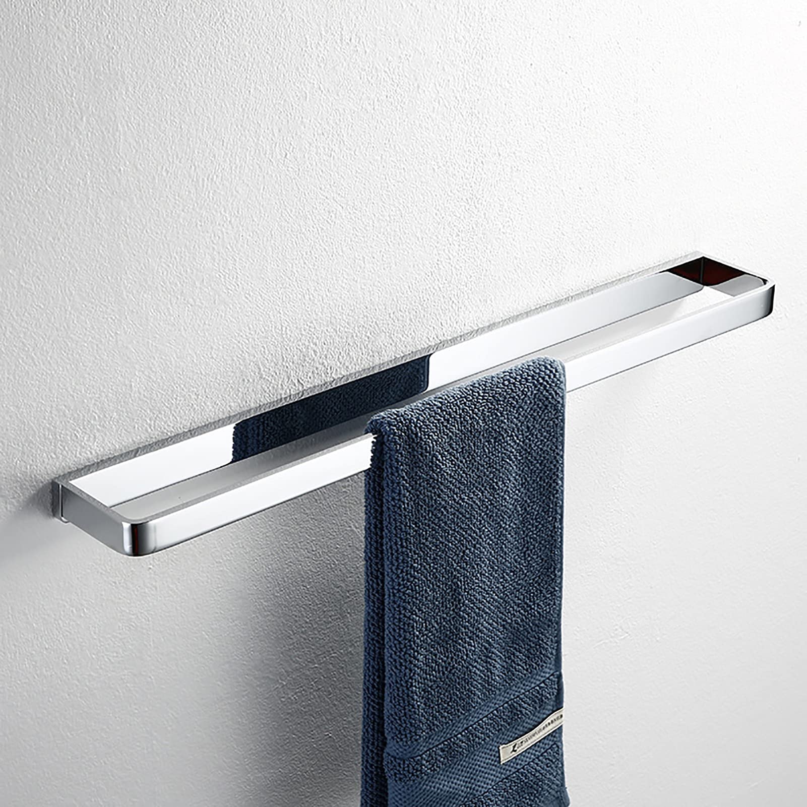 Anillo de Toalla montada en la Pared de la Pared de la Barra de una Sola Toalla, Soporte de Barra de Torre de Acabado Pulido de Plata de Cobre para baño o Cocina, 40 cm / 50cm / 60 cm (Size : 40cm)