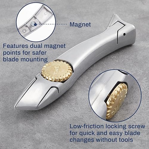 Miniatura 3 de WILLBOND Navajas - Juego de 4 navajas para techos de vinilo resistente con 12 cuchillas de repuesto para techos, cortador de hojas de alfombra para
