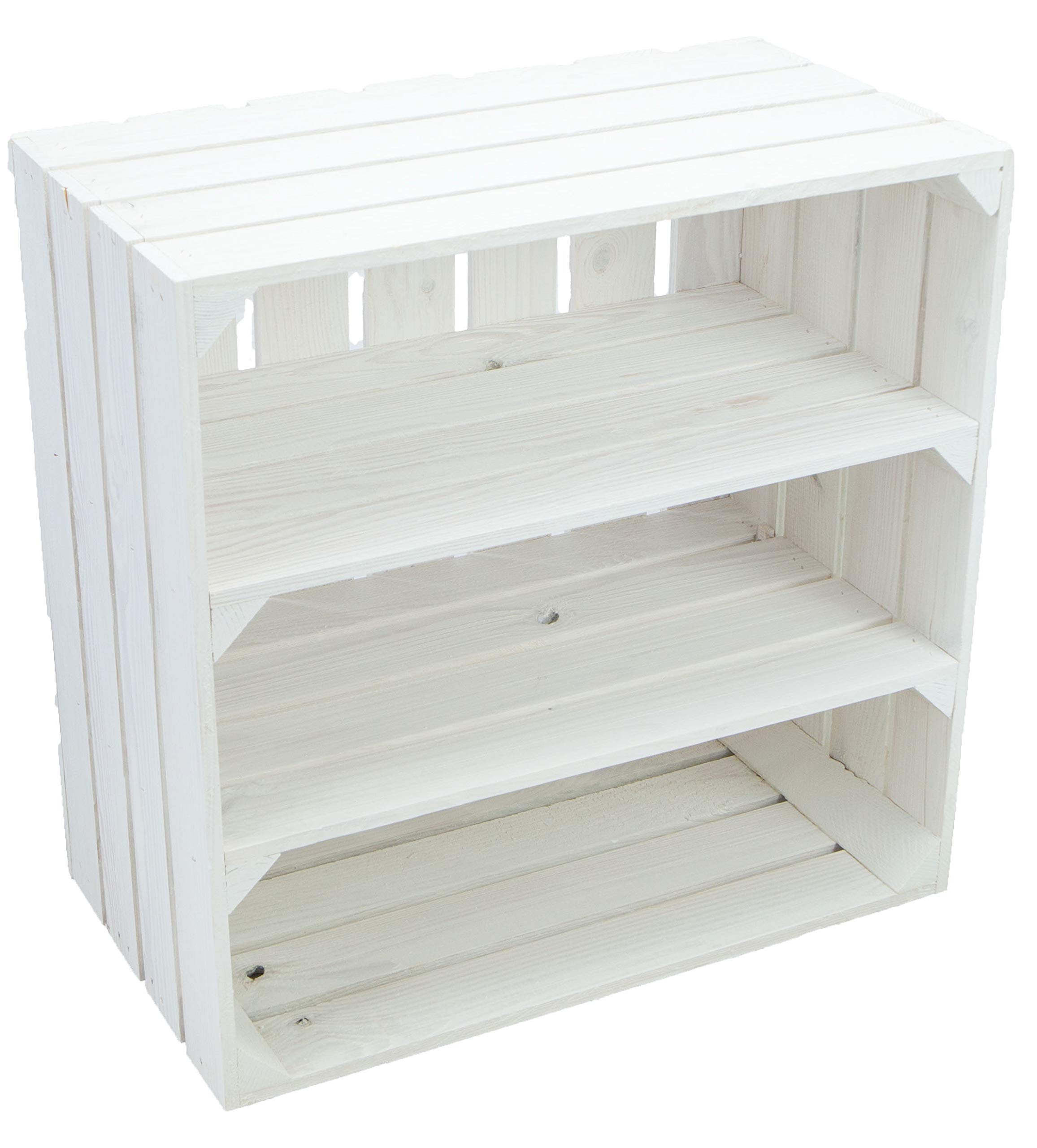 Caja De Fruta Grande De Madera 'Tamme' - 55x55x30 Cm, Con 2 Estantes Interiores, Ideal Para Almacenamiento O Decoración