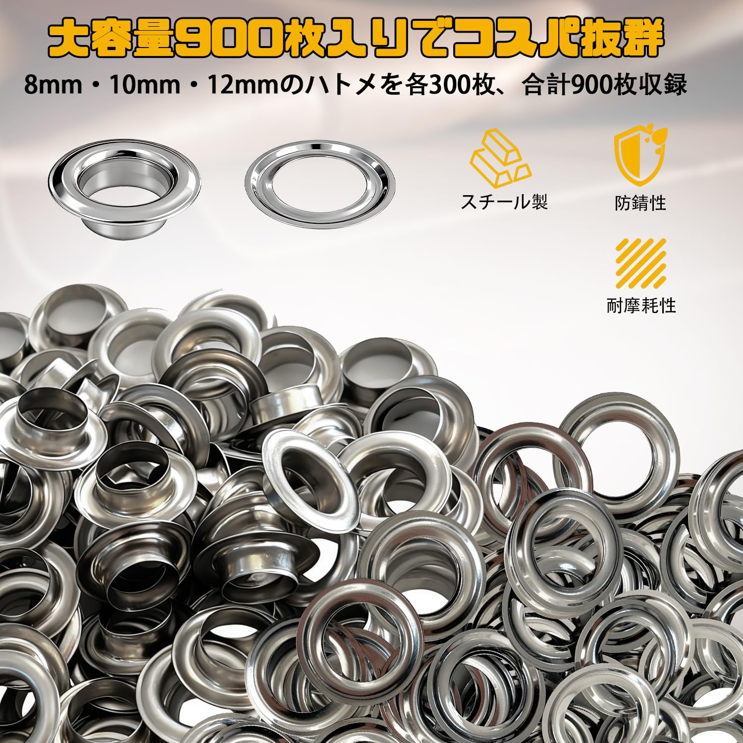 Amazon.co.jp: Socpuro 両面ハトメパンチセット 8/10/12mmハトメ 各