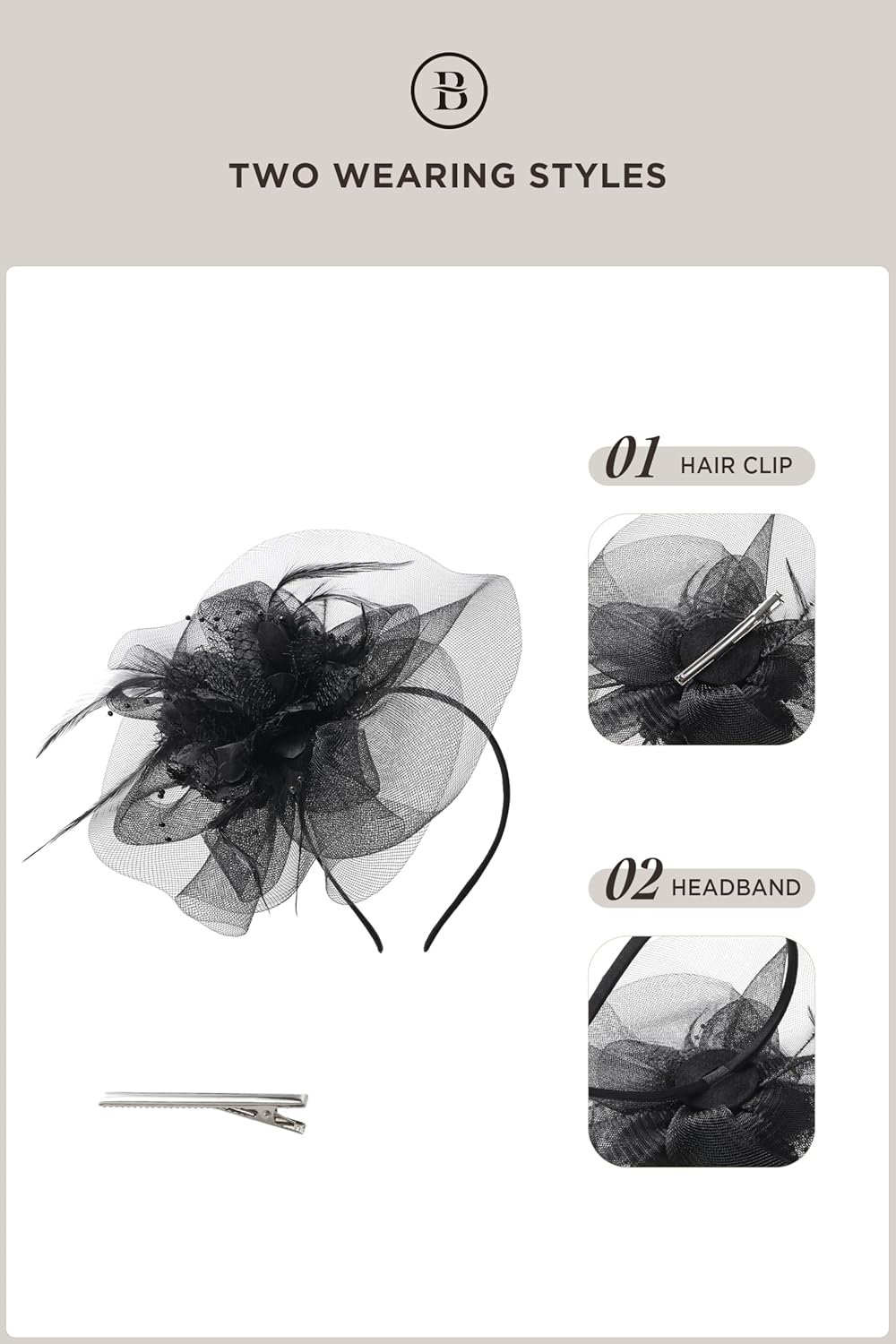 BABEYOND Fascinators Hats for Women - Tea Party Hat Kentucky Mesh Fascinator Derby Flower Ribbon Hat for Bridal Wedding - Image 6
