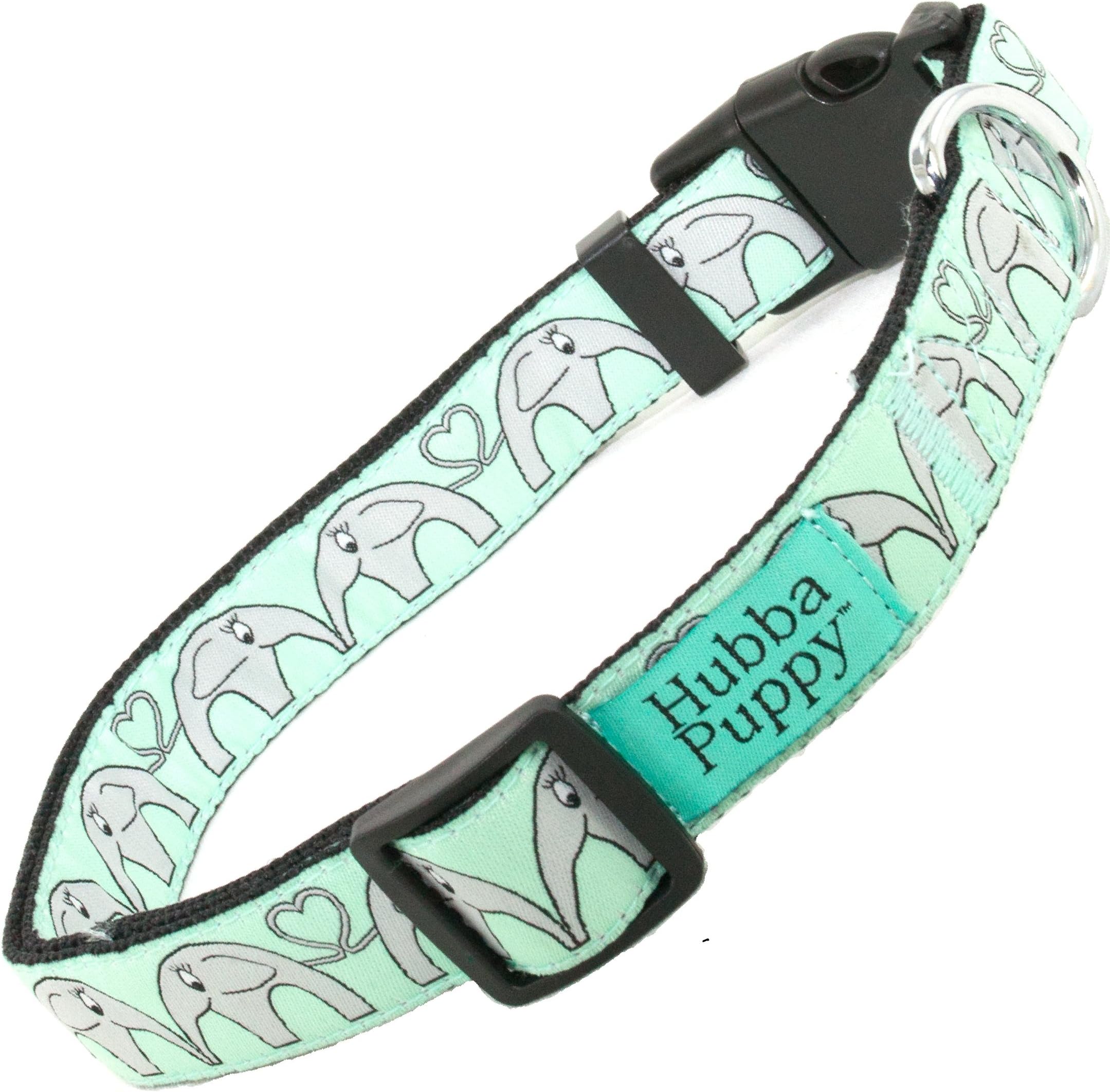 Elephant Hearts Nylon Dog Collar Adjustable for S M L/XL Pets Designer Pattern, Small, Mint Green
