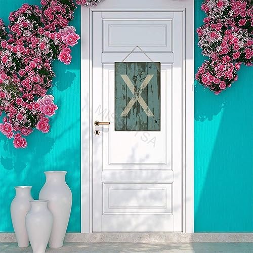 Vista 129 de Letrero colgante de madera con letra A, letrero de madera, decoración del hogar, 26 letras del alfabeto de metal, placa de madera, decoración