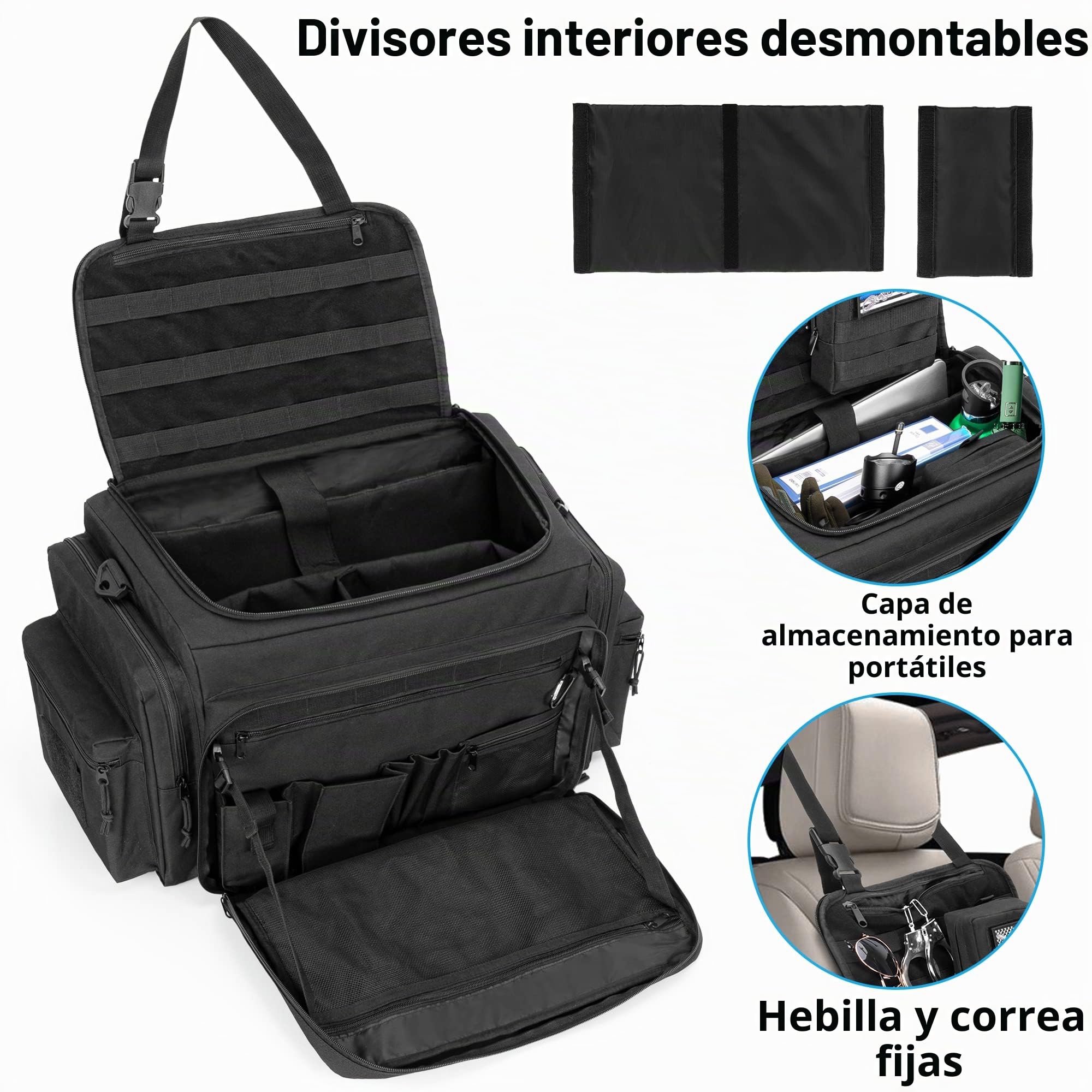 samdew Bolsa de Equipo Policial para Fuerzas del Orden, Solo la Bolsa | Organizador Para El Asiento Delantero Del Coche para Policías, Camioneros y Viajeros, Compatible con Sistema Molle