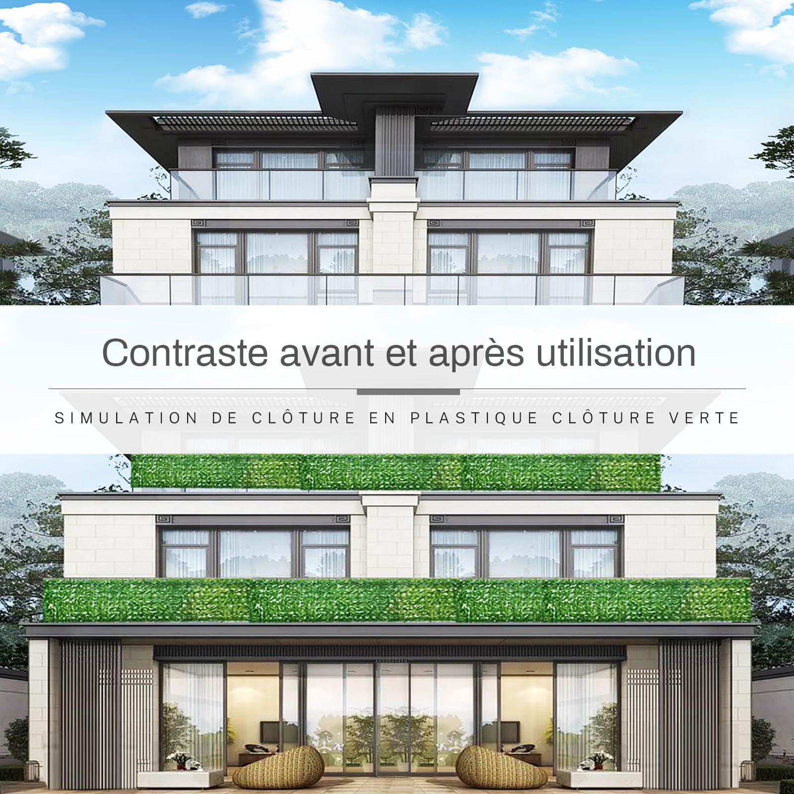 Valla de privacidad artificial de 1,5 x 5 m, seto de hojas verdes para balcón al aire libre, barrera de privacidad de vid artificial, decoración duradera de jardín, resistente a los rayos UV, fácil