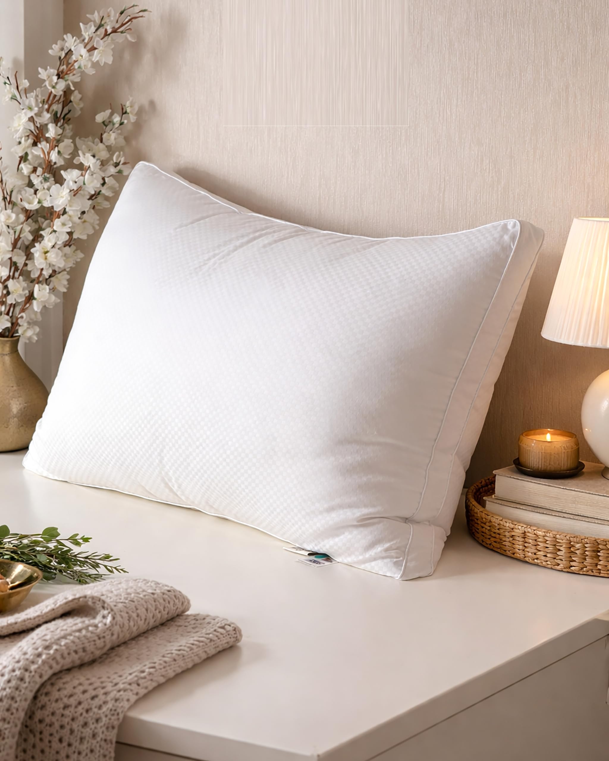 Luxury White HOTEL PILLOW COTTON 100%, Super Soft With Hight Quality, Luxury 240 TC Size 75x50 cm