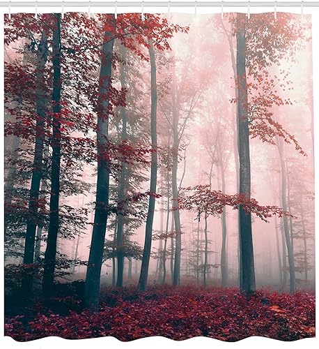 Miniatura 2 de Cortina de ducha de tela y poliéster con estampa digital de árboles de bambú. Lavable a máquina