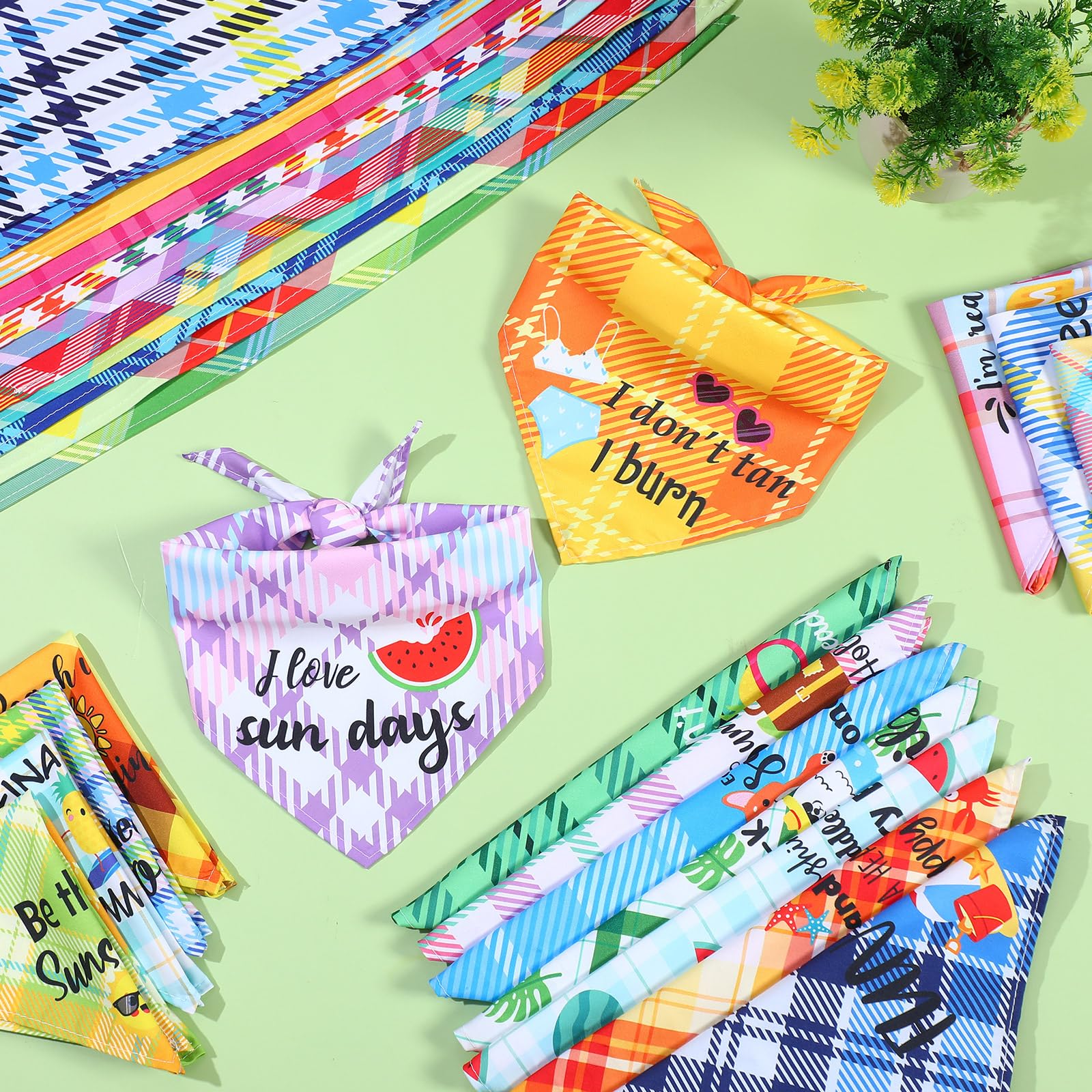 60 Pcs Spring Plaid Dog Bandanas Bulk - Adjustable Pet Scarves For Small To Large Dogs & Cats