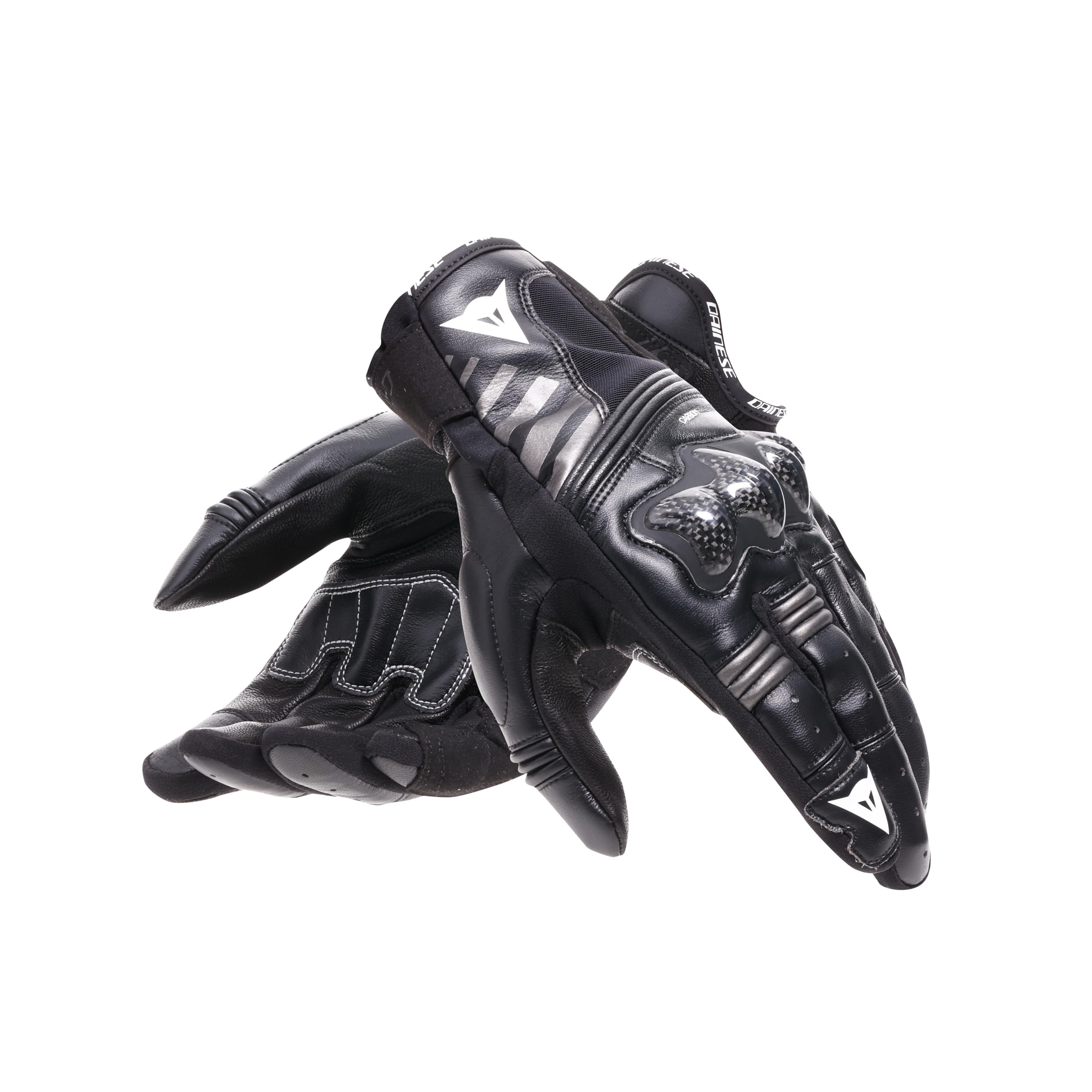 Dainese Reacto Carbon Short Gloves, Guanti Moto Corti in Pelle con Protezione Nocche in Carbonio e Imbottiture Palmo e Dita Smart Touch, per Uomo, Black/​Anthracite, XXXL
