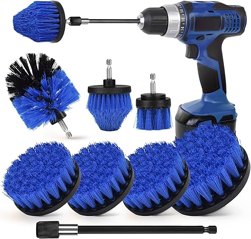 Juego de accesorios de cepillo de taladro, paquete de 7 cepillos de limpieza eléctrica de 14 pulgadas + accesorio prolongado para taladro, cepillo