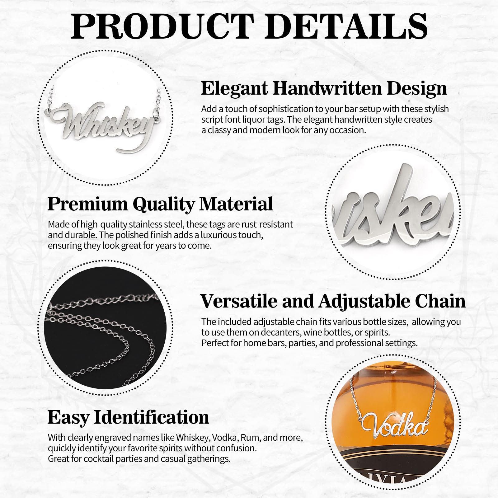 Wine Decanter Tags - Personalized Drink Labels -5