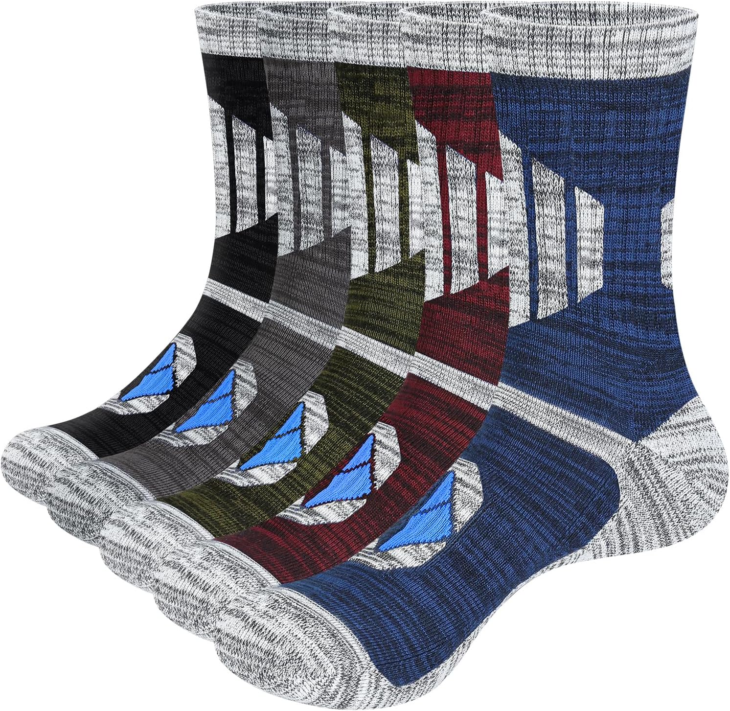 – Mens Outdoor Hiking Walking Socks Moisture Wicking Cushioned Mens Socks Thick Cotton Anti-Odor Work Socks Padded Welly Military Safety Boot Socks, Multipack, 5 Pairs