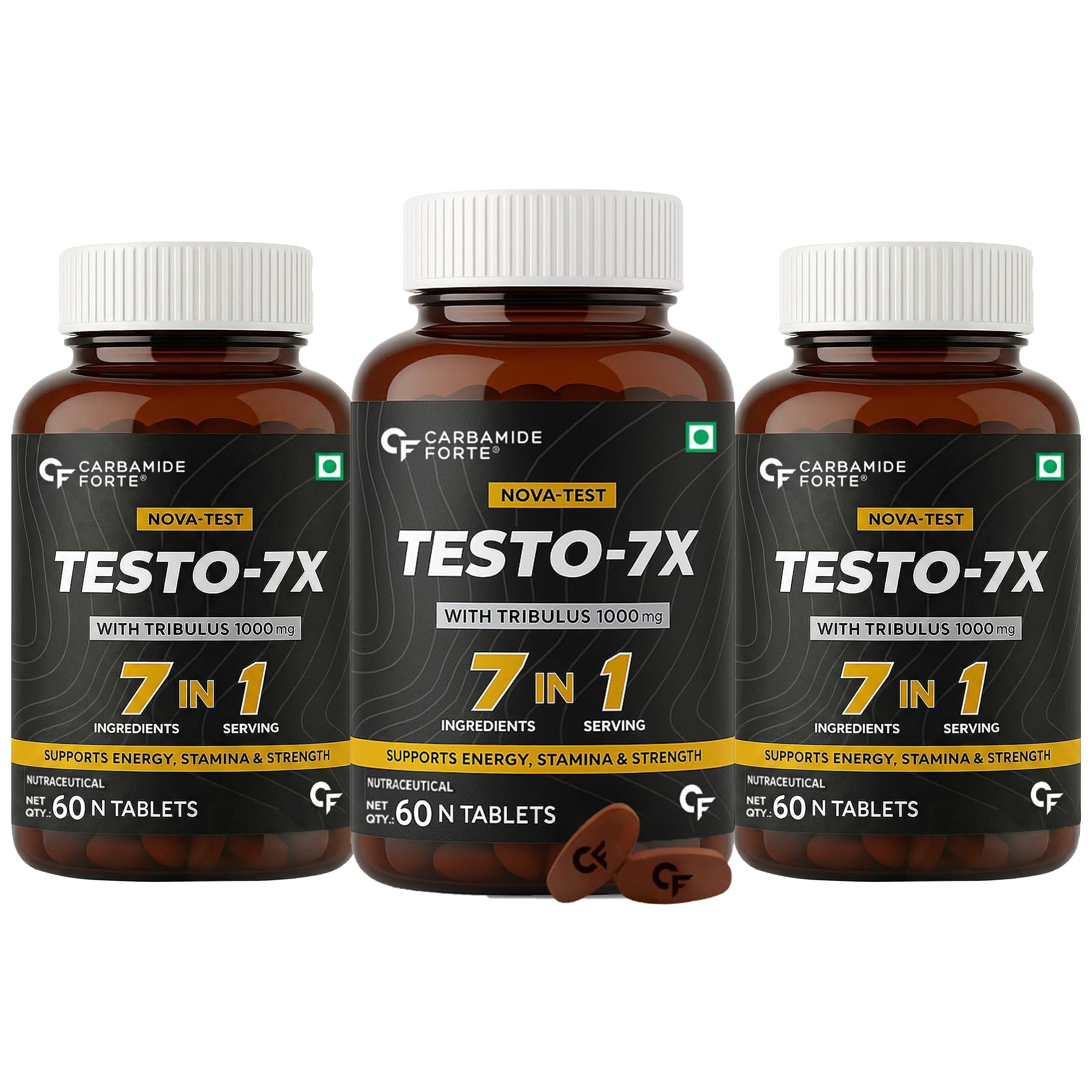 Carbamide Forte Testosterone Supplement for Men with Tribulus 1000mg, Ashwagandha, L-Citrulline & Kaunch Beej – 60 Veg Tablets (Pack of 3)-image-20