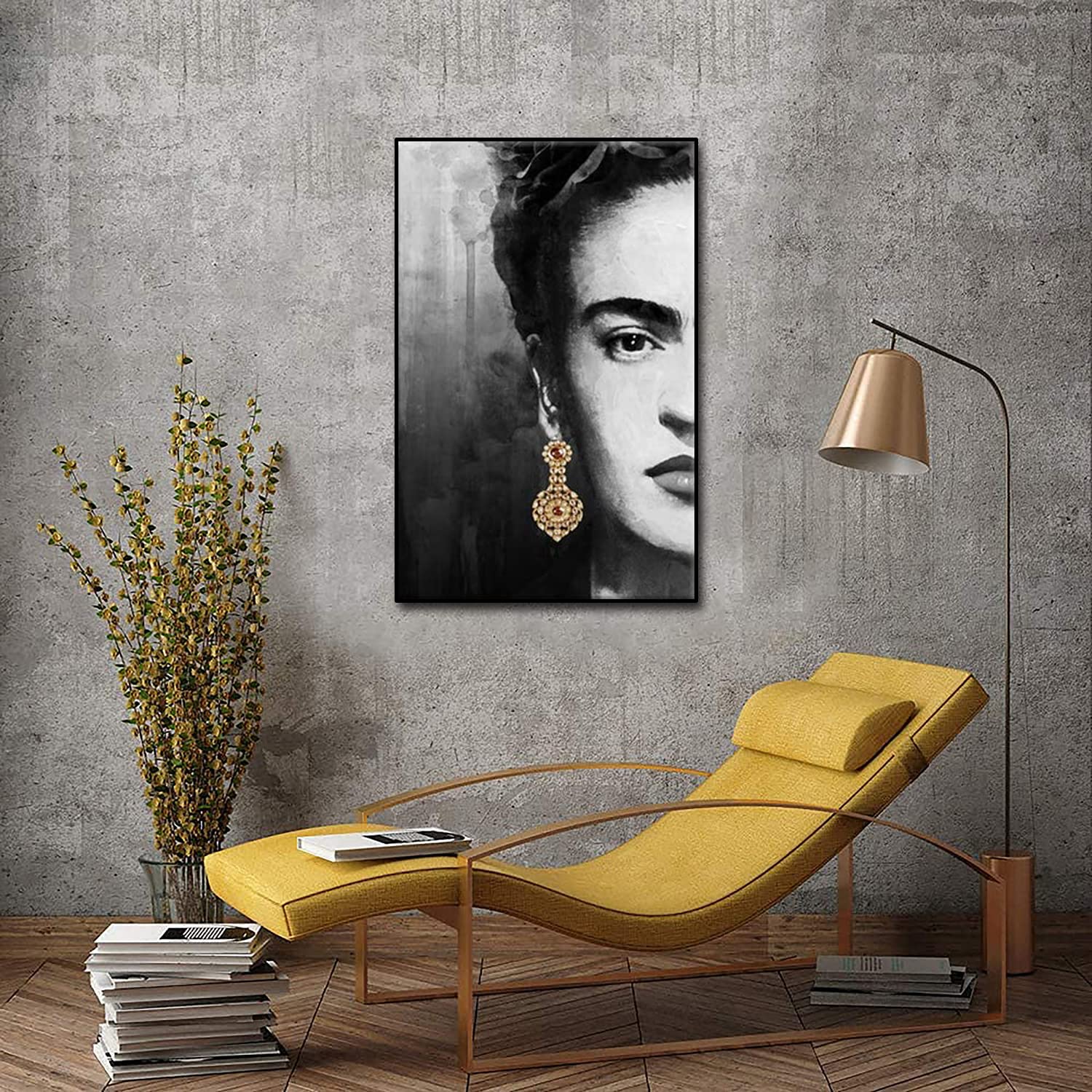 Bella donna su tela Stampa e poster Frida Kahlo con il fiore sulla testa Pittura su tela Quadro di decorazione murale per soggiorno camera da letto, senza cornice,40x50cm