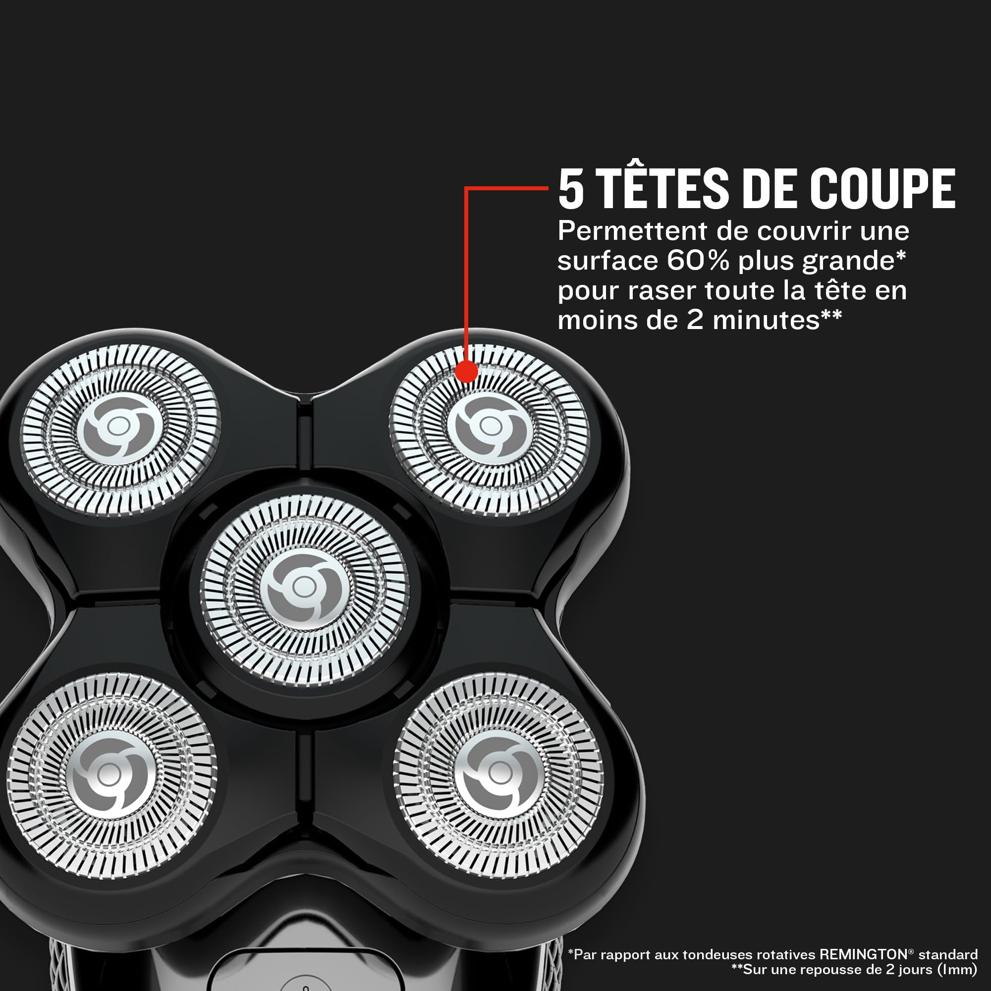 Remington Rasoir électrique [Spécial Tête rasée/chauve] RX5 Ultimate (Ultra Rapide & Facile, 5 têtes rotatives flexibles, Résultat Précis, Utilisation sans Fil 50min,Wet&Dry) Tondeuse XR1501