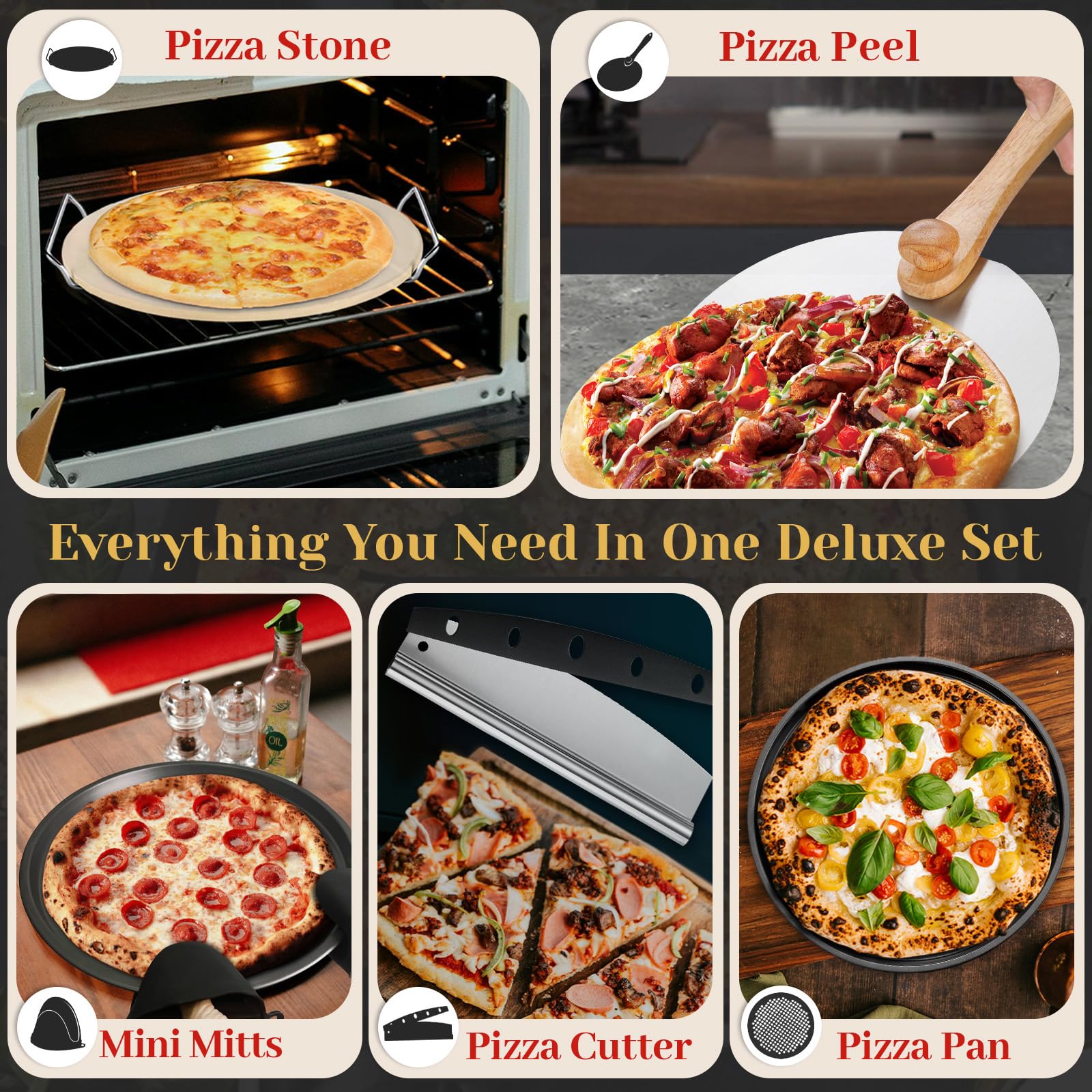 Pizza Stone With Handle OUII Pizza Peel With Cutter 12 X 14-inch - Main Image