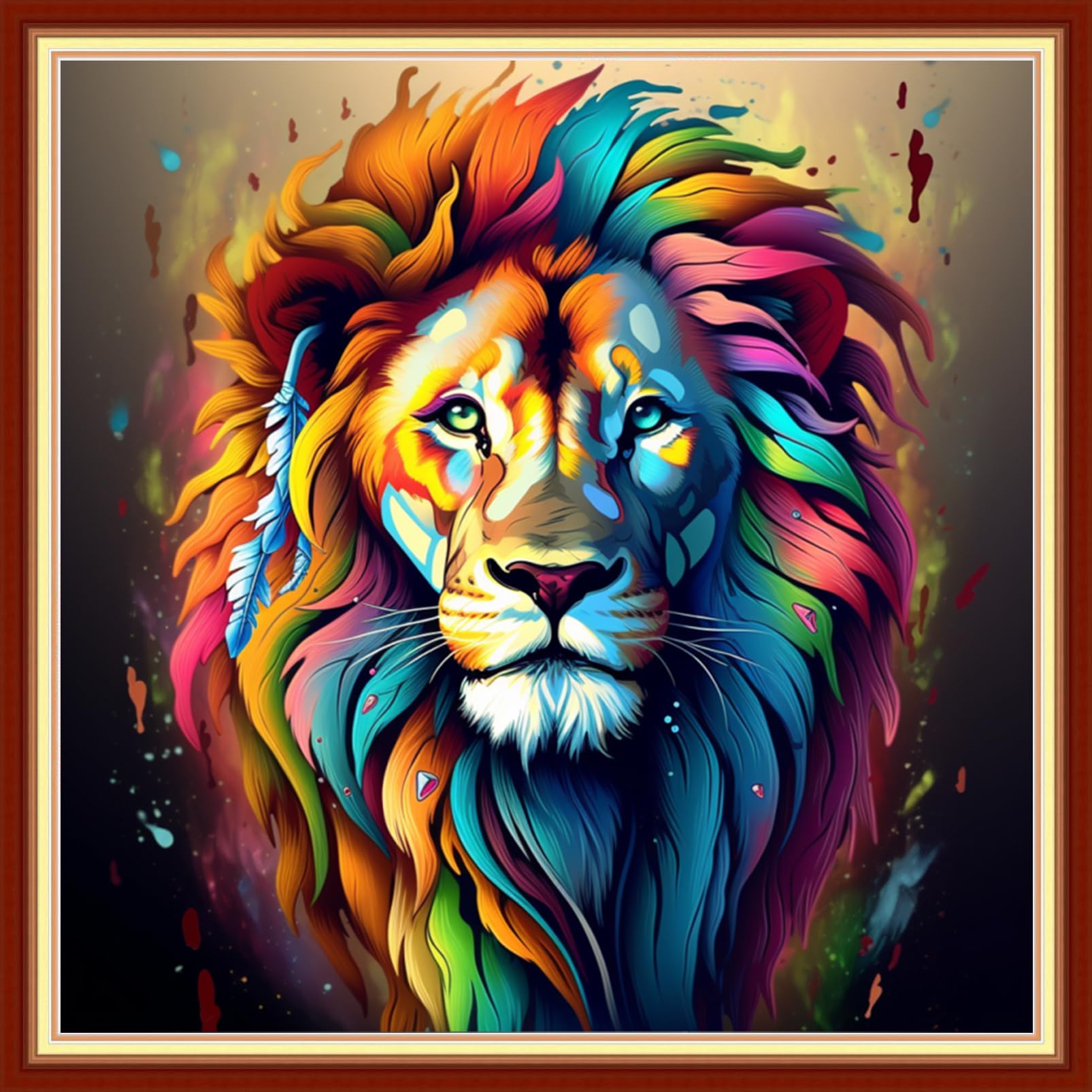 Funxvoot Stamped Cross Stitch Kits Beginners Full Range of Embroidery Kits for Adults 11CT Embroidery Patterns Needlepoint Kits Printed Cross Stitch Kits - (Colorful Lion 18x18 inchs)