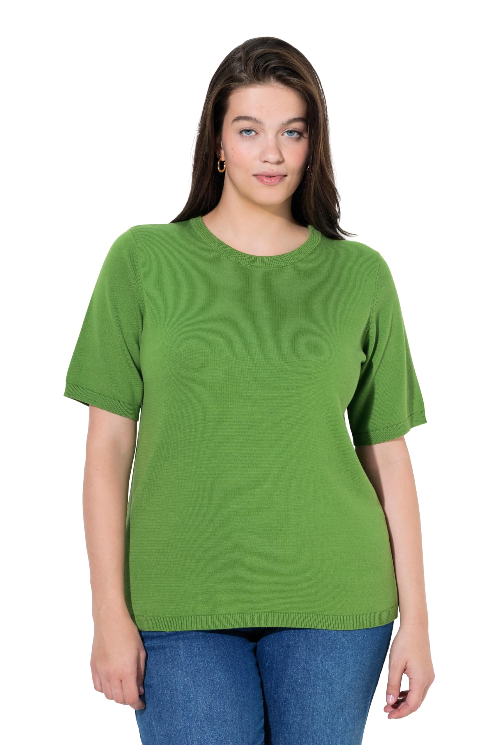 Ulla Popken Damen große Größen Übergrößen Plus Size Twinset-Pullover, Rundhals, Halbarm, Biobaumwolle 846153