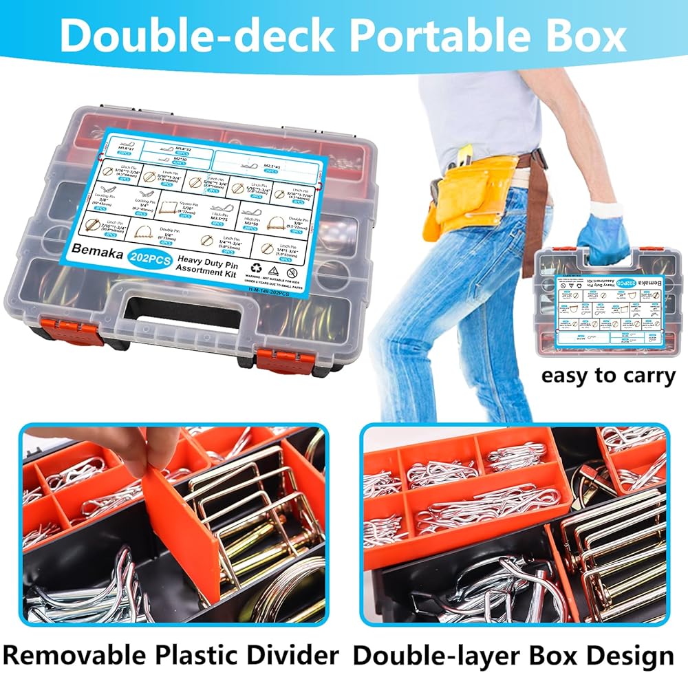 30-Piece 1/4-20 Threaded Insert Kit with 202-Pin Assortment & Installation Tools view 2