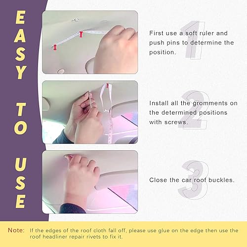 Miniatura 6 de Swpeet Kit de reparación de techo de techo de coche gris de 272 piezas con remaches, cosas y herramienta de instalación, pasadores de falda de cama