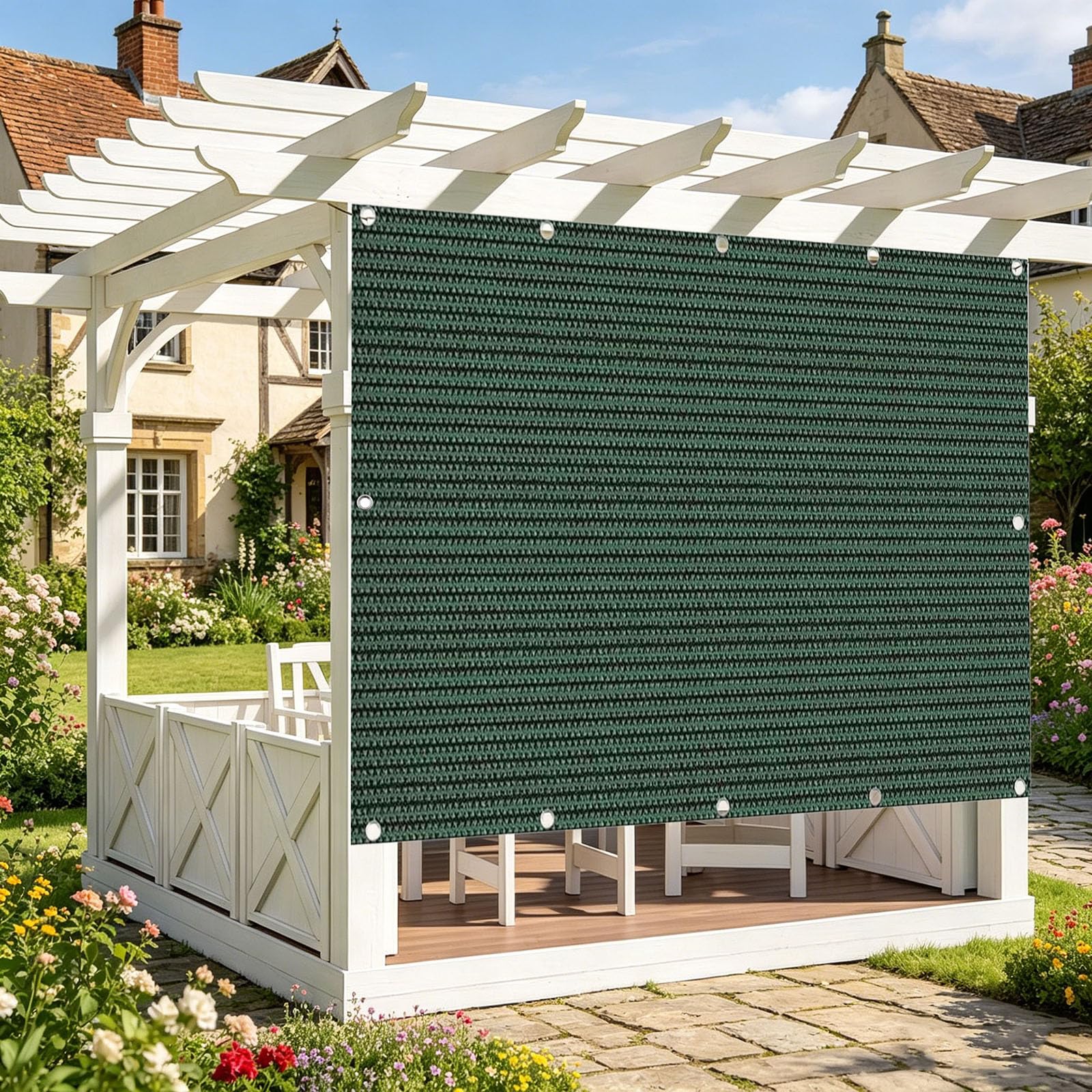 Voile d'ombrage rectangulaire contre la chaleur sur terrasse et grand patio