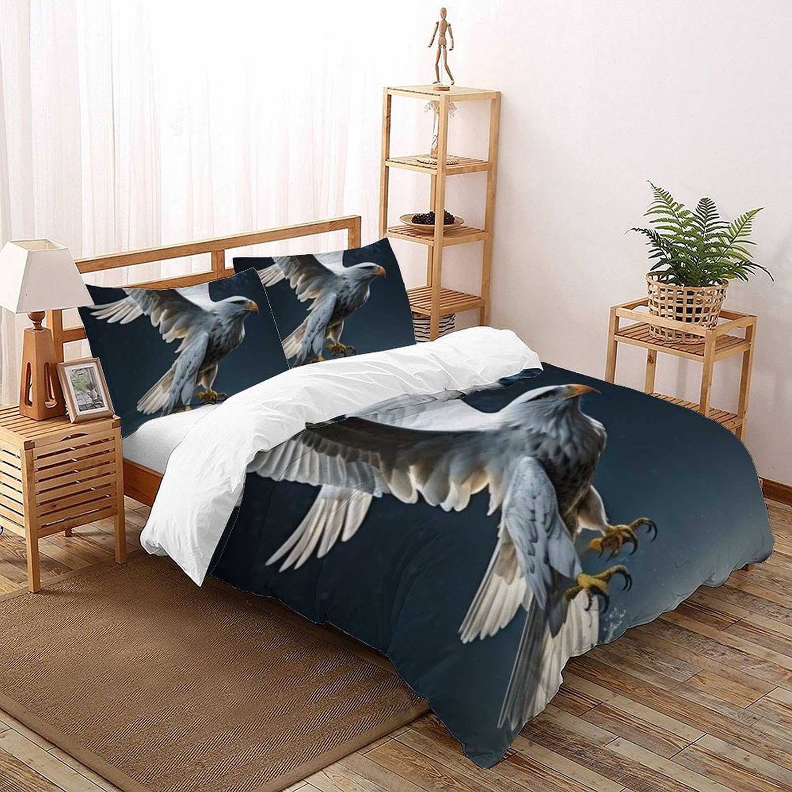 Housse de couette double microfibre animaux flying imprimé 3D lit garçon 200x200 taie d'oreiller