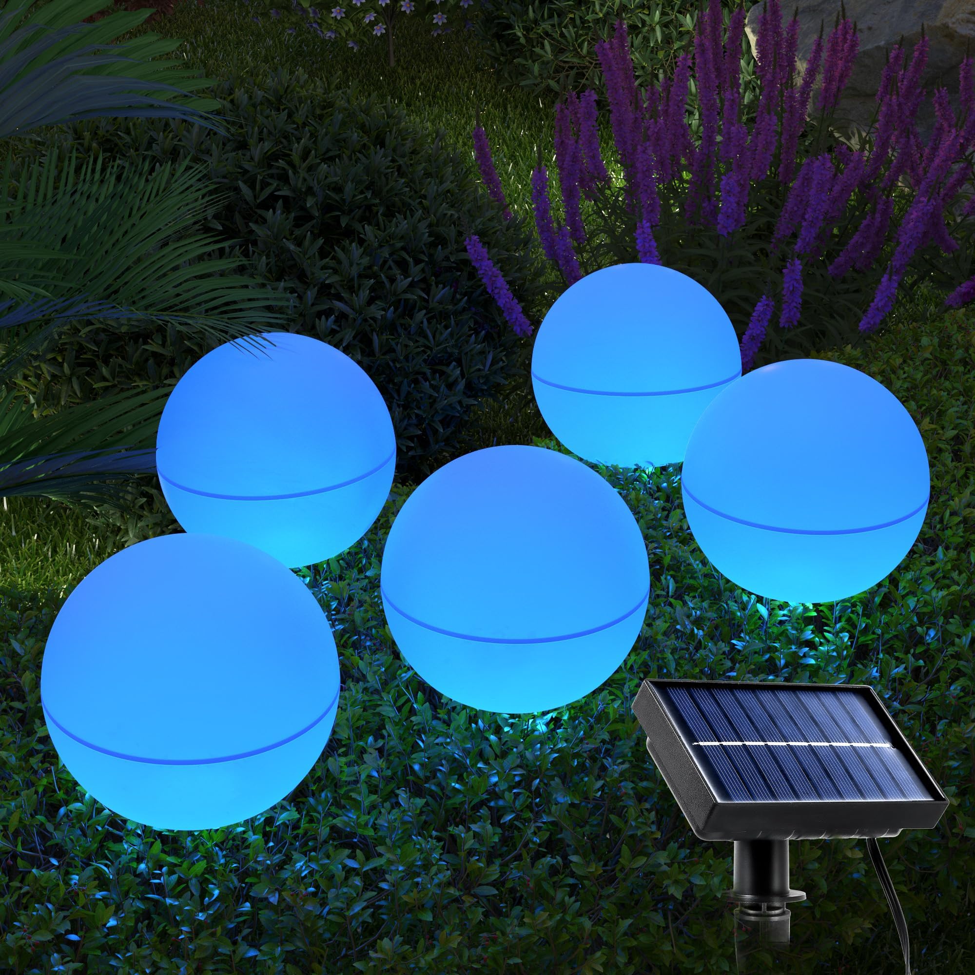 SKIKHN Solarlampen Kugel 6 Stück - Gartenleuchten Kaltweiß Mit Erdspieß, IP65 Wasserdicht