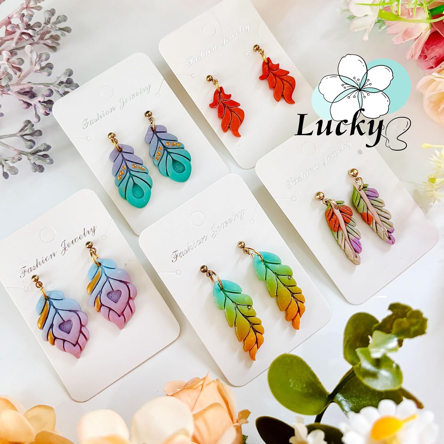 5pcs Feather Shape Polymer Clay Cutter Sets, Spring Clay Cutters for Polymer Clay Jewelry, Clay Cutters for Earrings Square, Polymer Clay Kit for DIY Tools Jewelry Earrings Making - Image 6