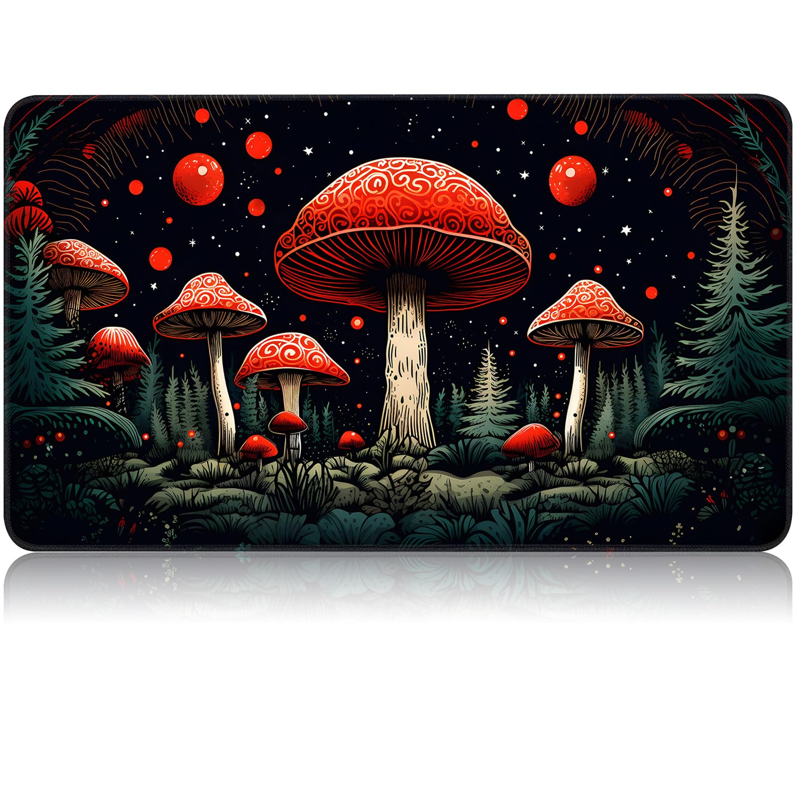 for MTG Game Playmat, for Magic TCG Rubber Play mat,Tabletop Card Playmats with Smooth Surface,Trading Card Inked Game Mat,Battle Game,Forest Red Musnroom — image 1