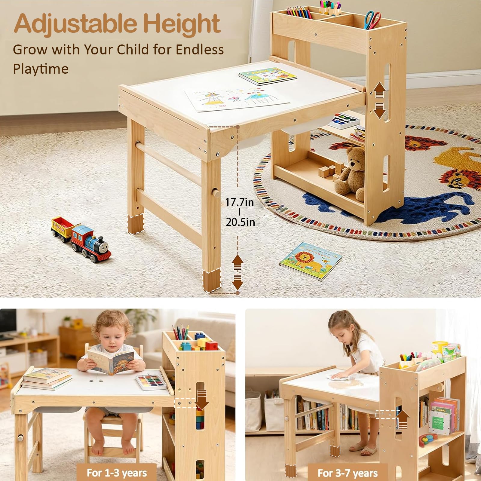 WINGYZ Kids Art Table & Chairs - 6-in-1 Versatile Set -6