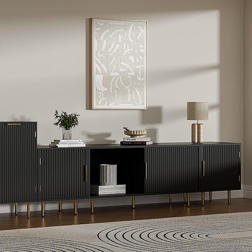 Miniatura 8 de Soporte de TV de 71 pulgadas para TV de 50607080 pulgadas, soporte de TV moderno para TV de 75 pulgadas, centro de entretenimiento para TV de hasta