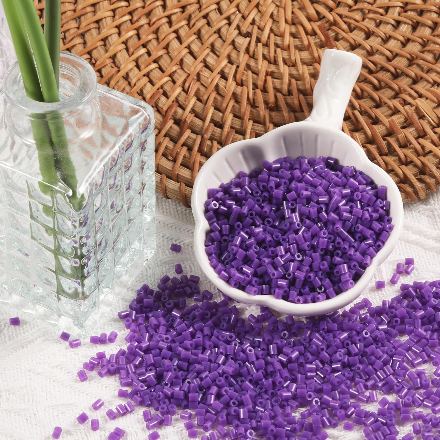10000Pcs Loose Mini Fuse Beads 2.6mm Bulk Refill Kit Stress Relief Pixel Art 3D Craft Melting Beads for DIY Decor Crafts Creative Handmade Projects (Dark Purple) - Image 4