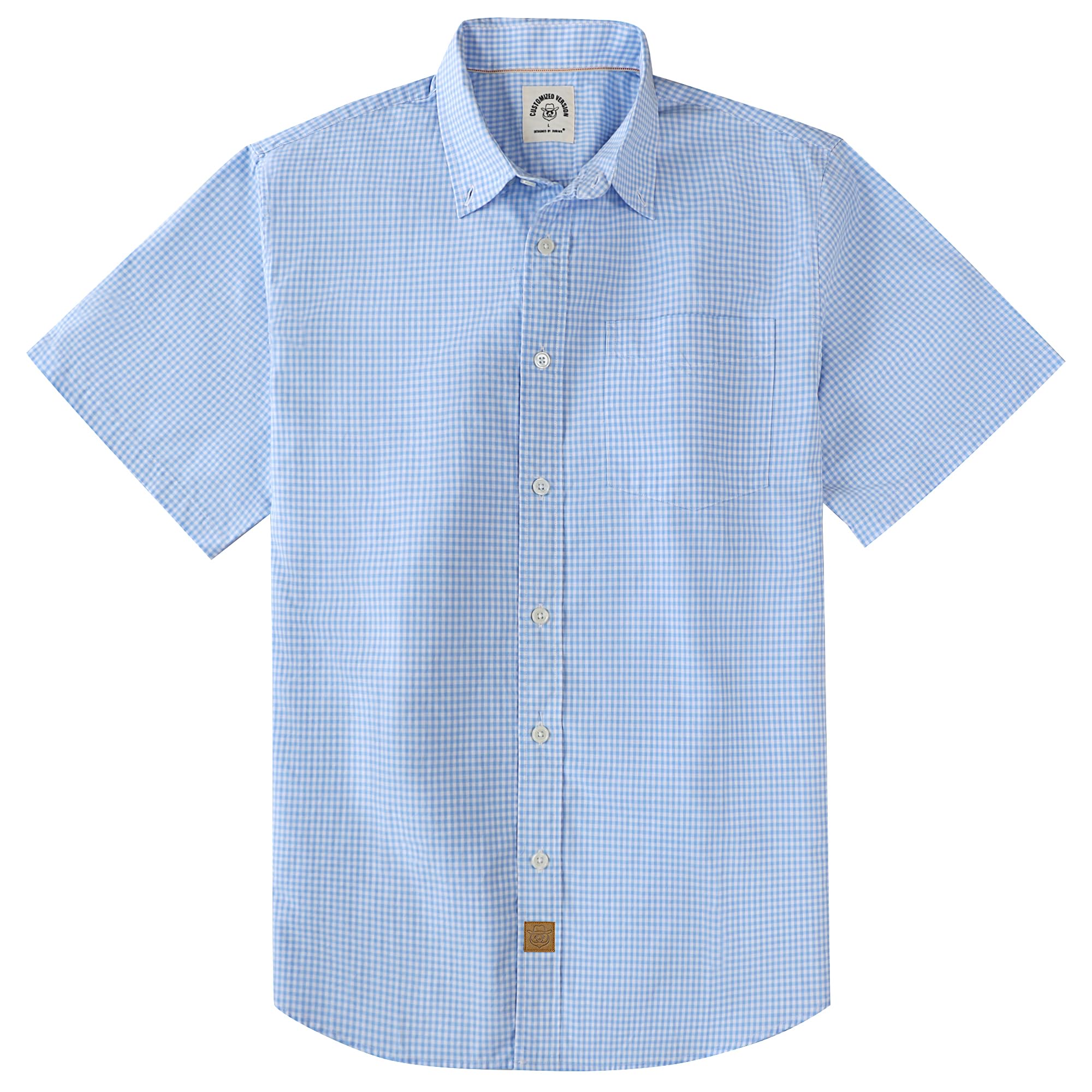 Dubinik® Mens Short Sleeve Button Down Shirts 100% Cotton Plaid Men's Casual Button-Down Shirts with Pocket
