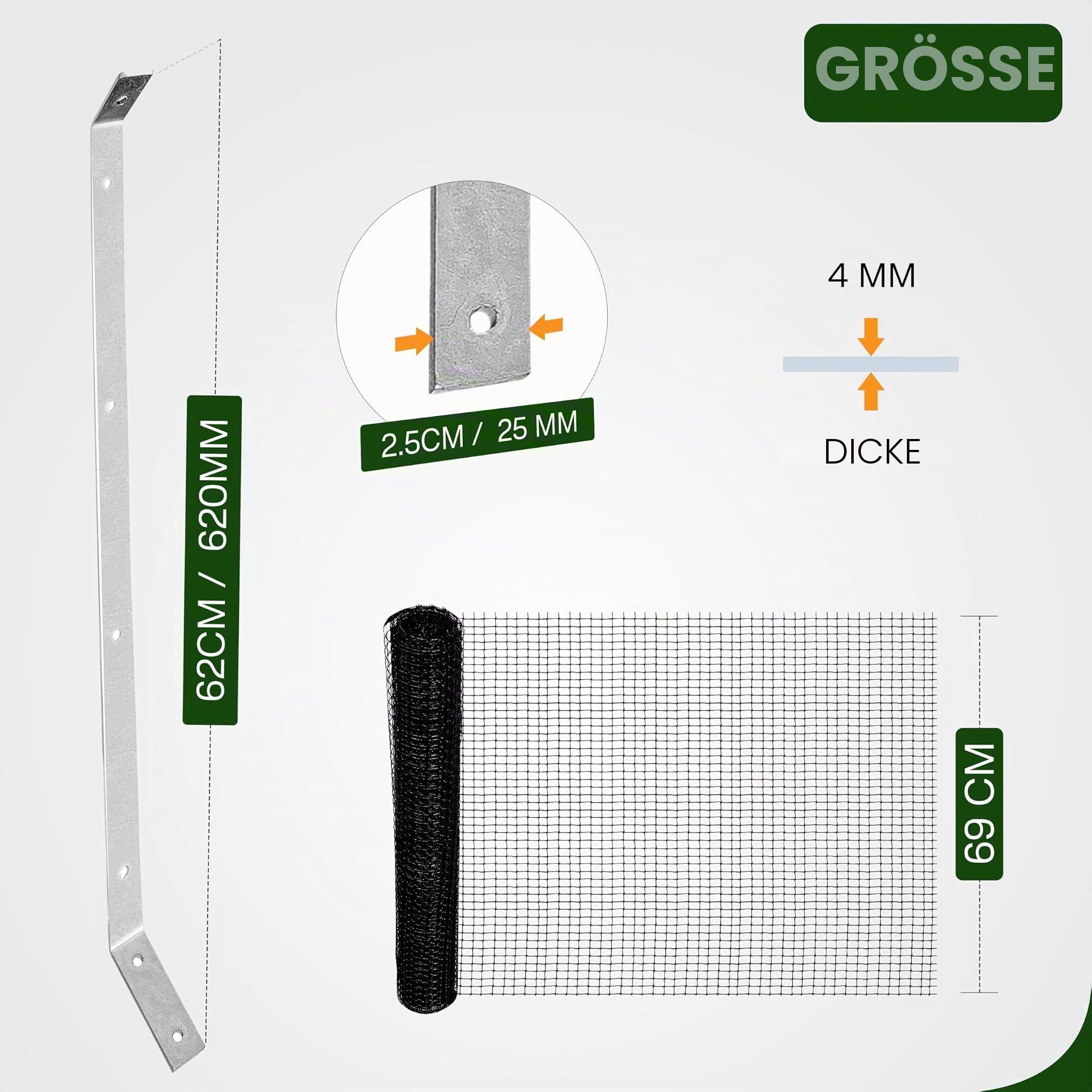 Katzensicherer Zaun Anti-Kletter-Barriere – Sicheres Outdoor Catio-Einzäunungsset, wetterfestes Garten-Maschendraht-Zaun für Katzensicherheit & -Schutz (15 Meter Set)