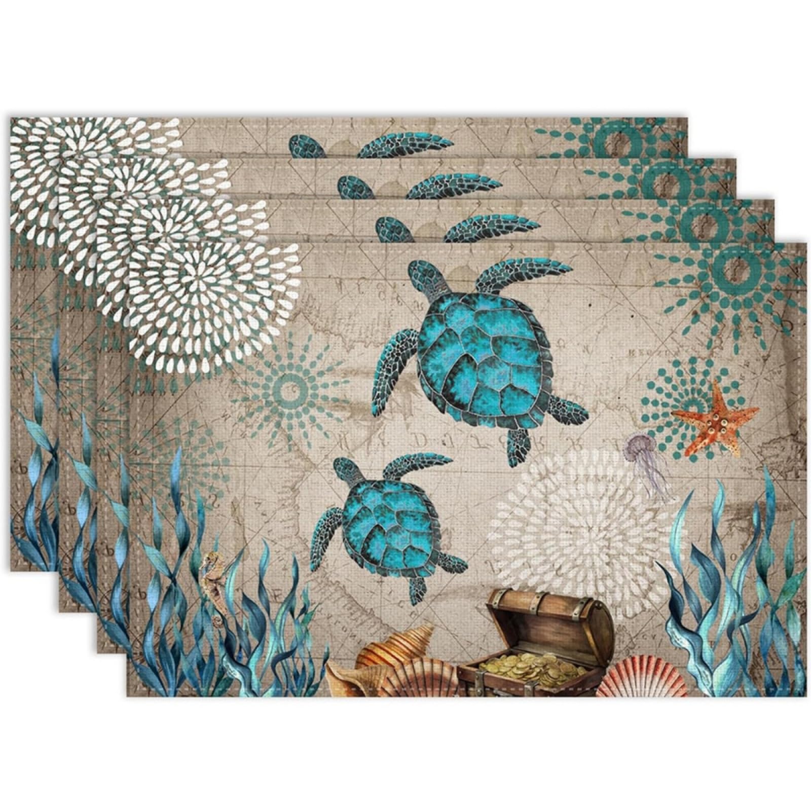 Salvamanteles Verde Blanca Lavables Mantel Individual,PVC Vinilos Resistentes Al Calor 8 Piezas,Fácil Almacenamiento 30X45Cm,para La Cocina, El Salón,Comedor Y El Bar