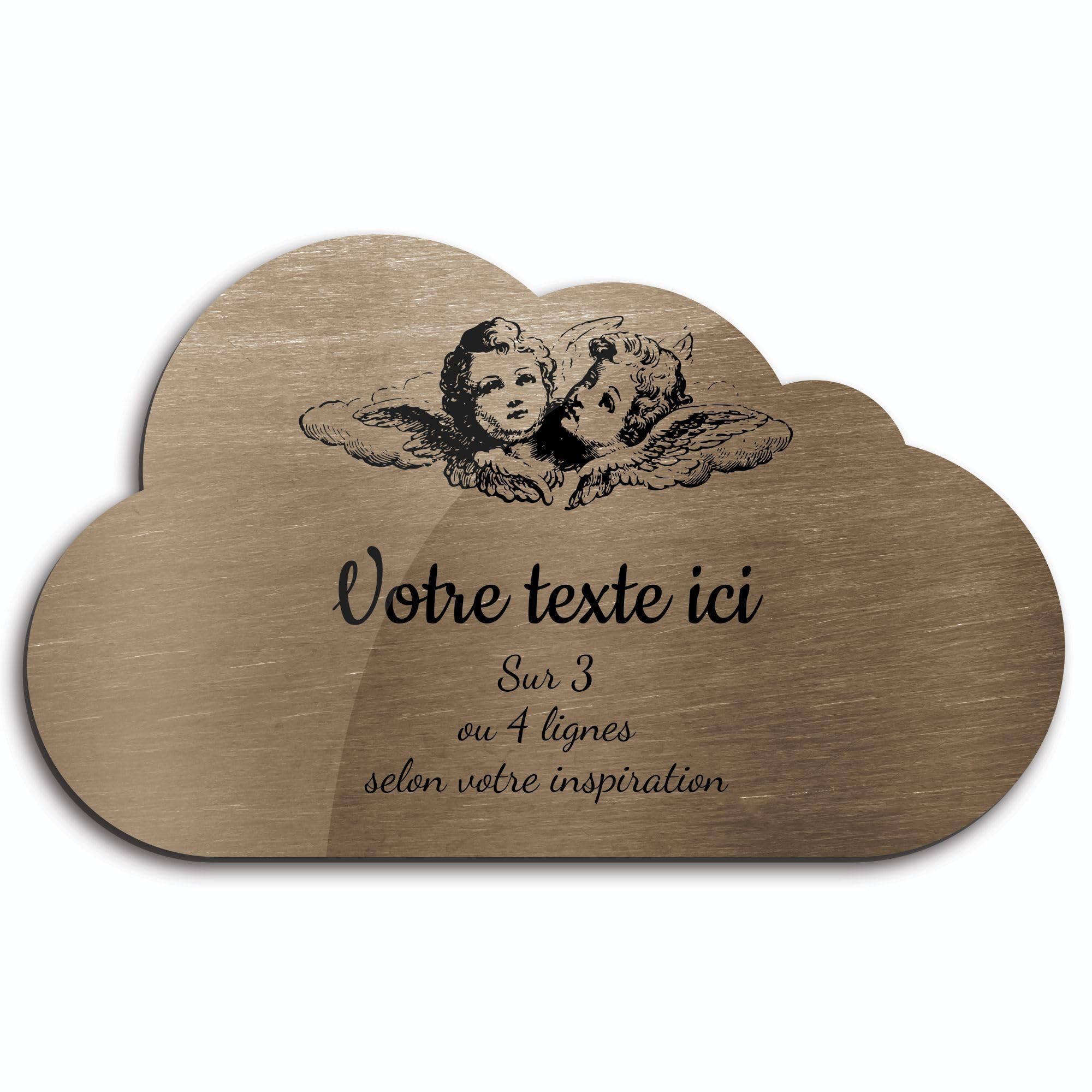 Targhetta Funeraria Personalizzata Con Angeli | 20x12 Cm, Acrilico, Adesiva O Forata, Made In France - 2
