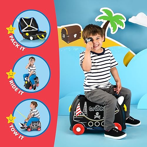 Vista 3 de Trunki Maleta y equipaje de mano originales para niños, Pedro Pirata (Negro), Equipaje para niños