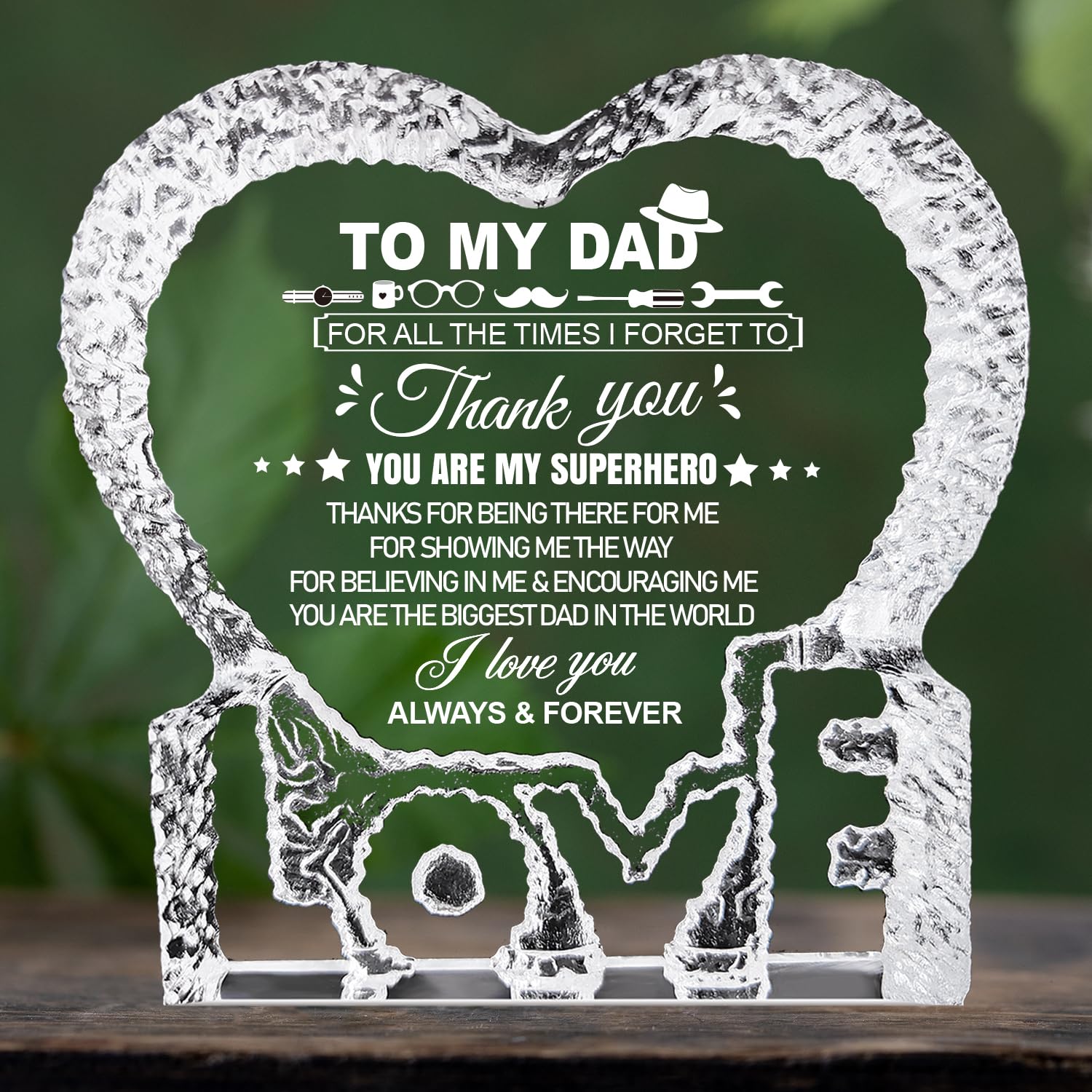 Christmas Gifts for Dad, Dad Gifts To My Dad Fathers Day Crystal Love Keepsake Gifts for Dad from Daughter/Son, Birthday Day Christmas Valentine's Day Gifts for Him/Men/Dad/Papa Anniversary